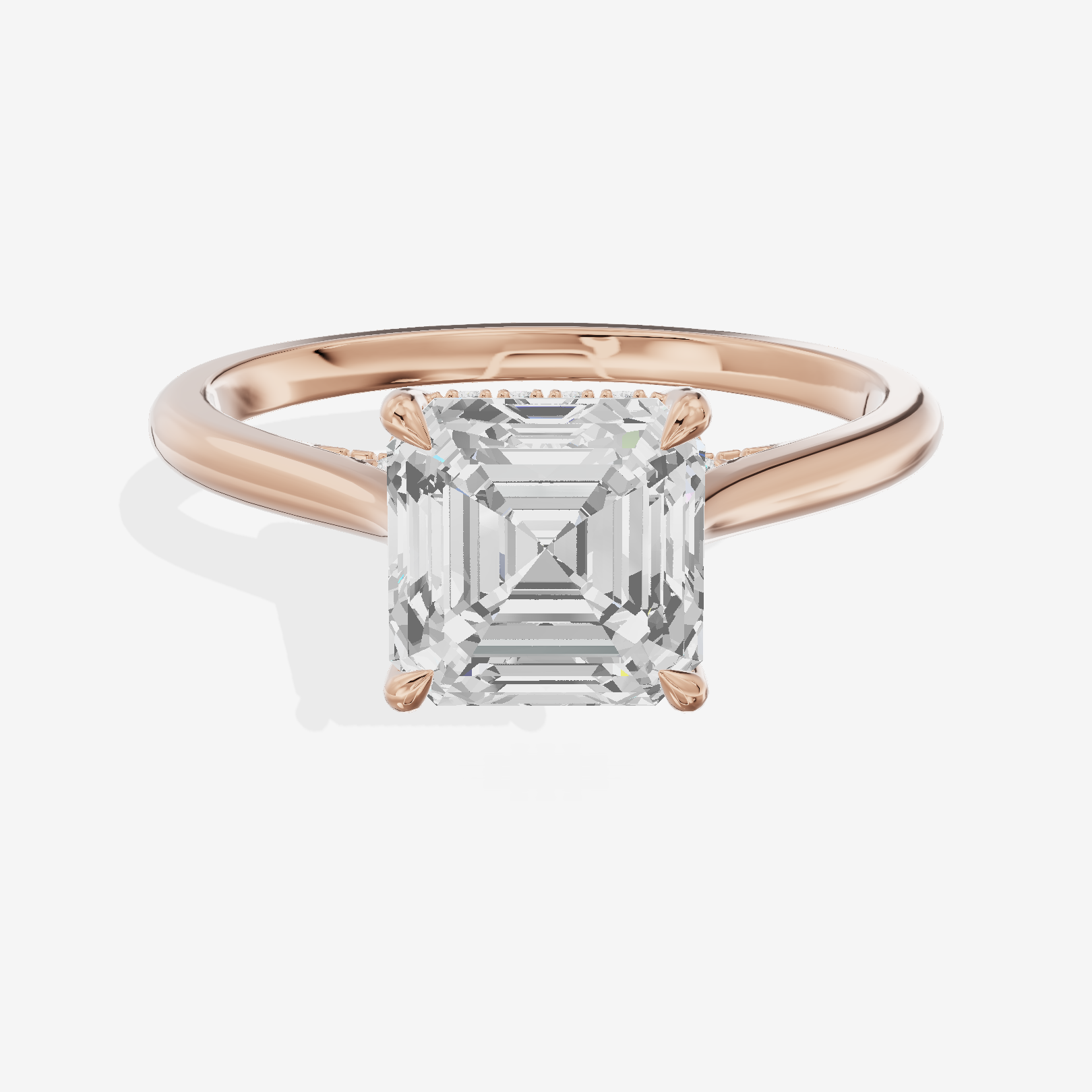 Grand Linger Asscher Engagement Ring with Side Stones (1/10 ct. tw.) in 18K Rose Gold