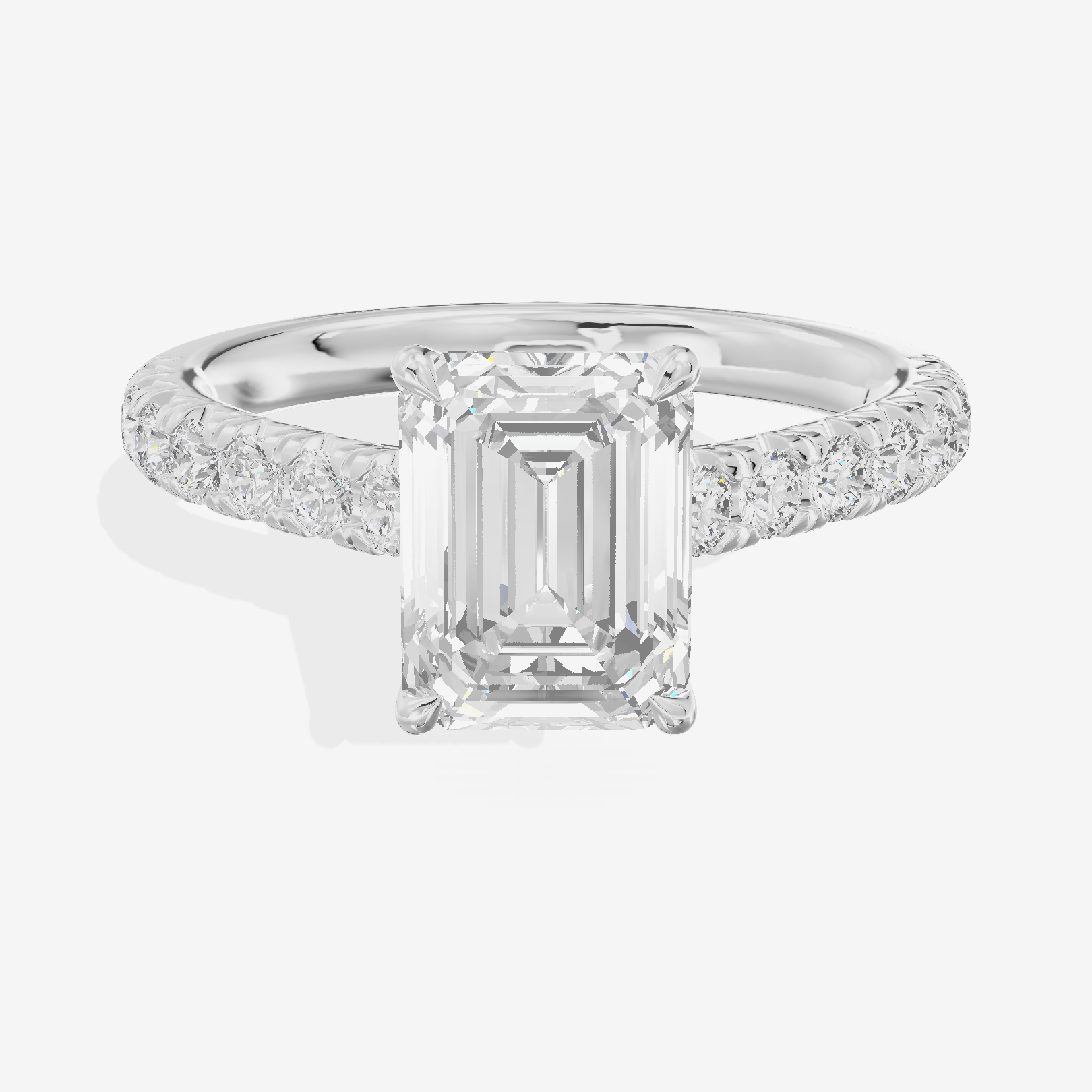 Whispered Sincere Emerald Engagement Ring with Side Stones (2/5 ct. tw.) in 14K White Gold
