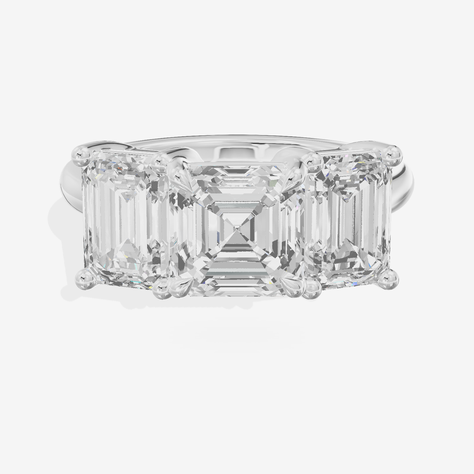 Luxe Whisper Three Stone Asscher Engagement Ring (3/4 ct. tw.) in 18K White Gold