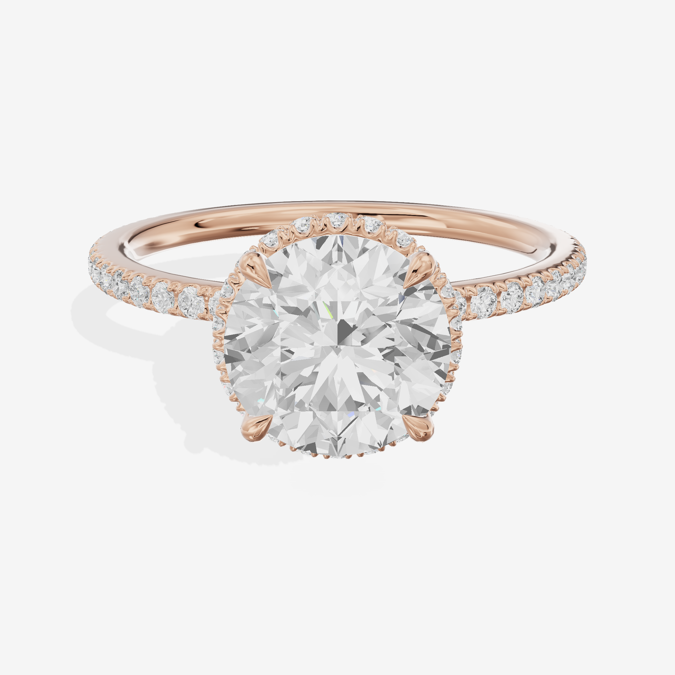 Crowned Whisper Round Hidden Halo Engagement Ring in 18K Rose Gold