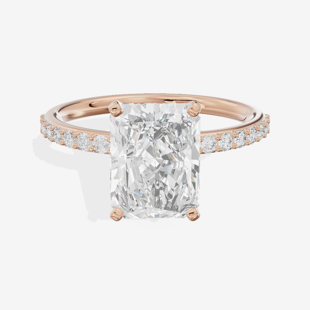 One of One Petite Radiant Engagement Ring with Side Stones (1/4 ct. tw.) in 14K Rose Gold