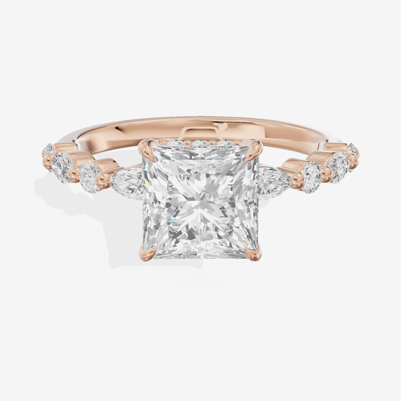 Twine Hidden Halo Princess Engagement Ring (1/20 ct. tw.) in 14K Rose Gold