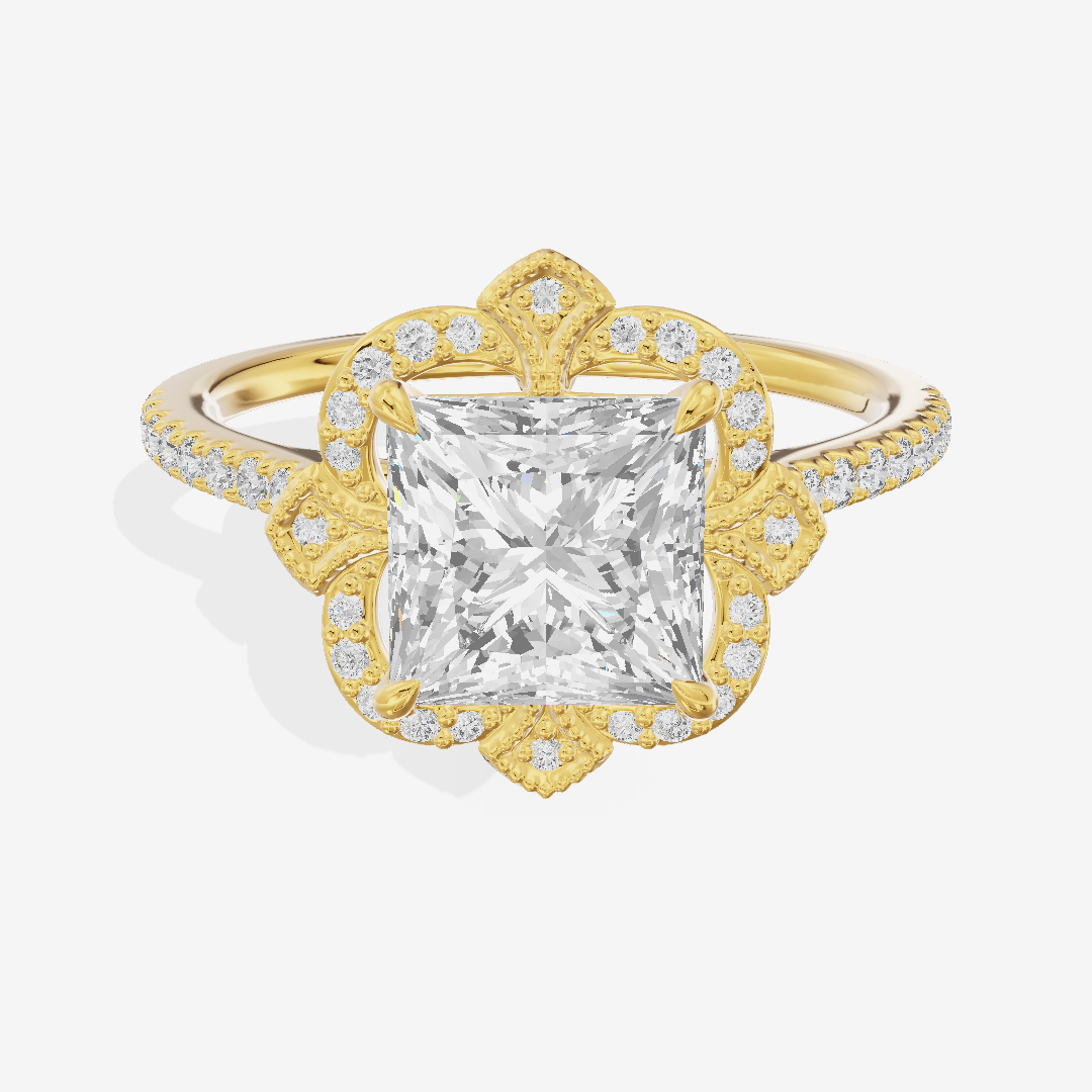 Selenia Halo Princess Engagement Ring (1/6 ct. tw.) in 14K Yellow Gold