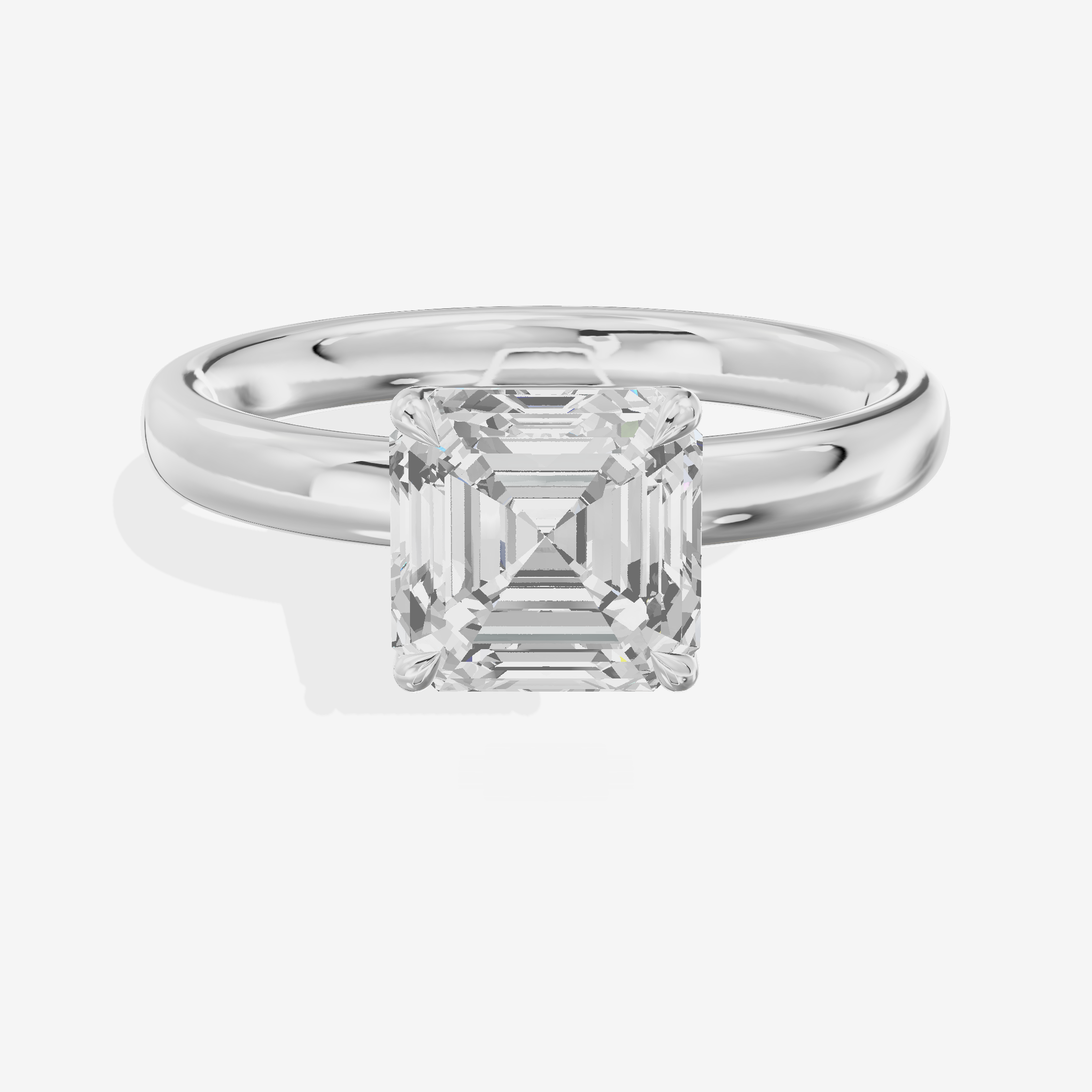 Hallowed Promezza 2.5mm Asscher Solitaire Engagement Ring in 18K White Gold