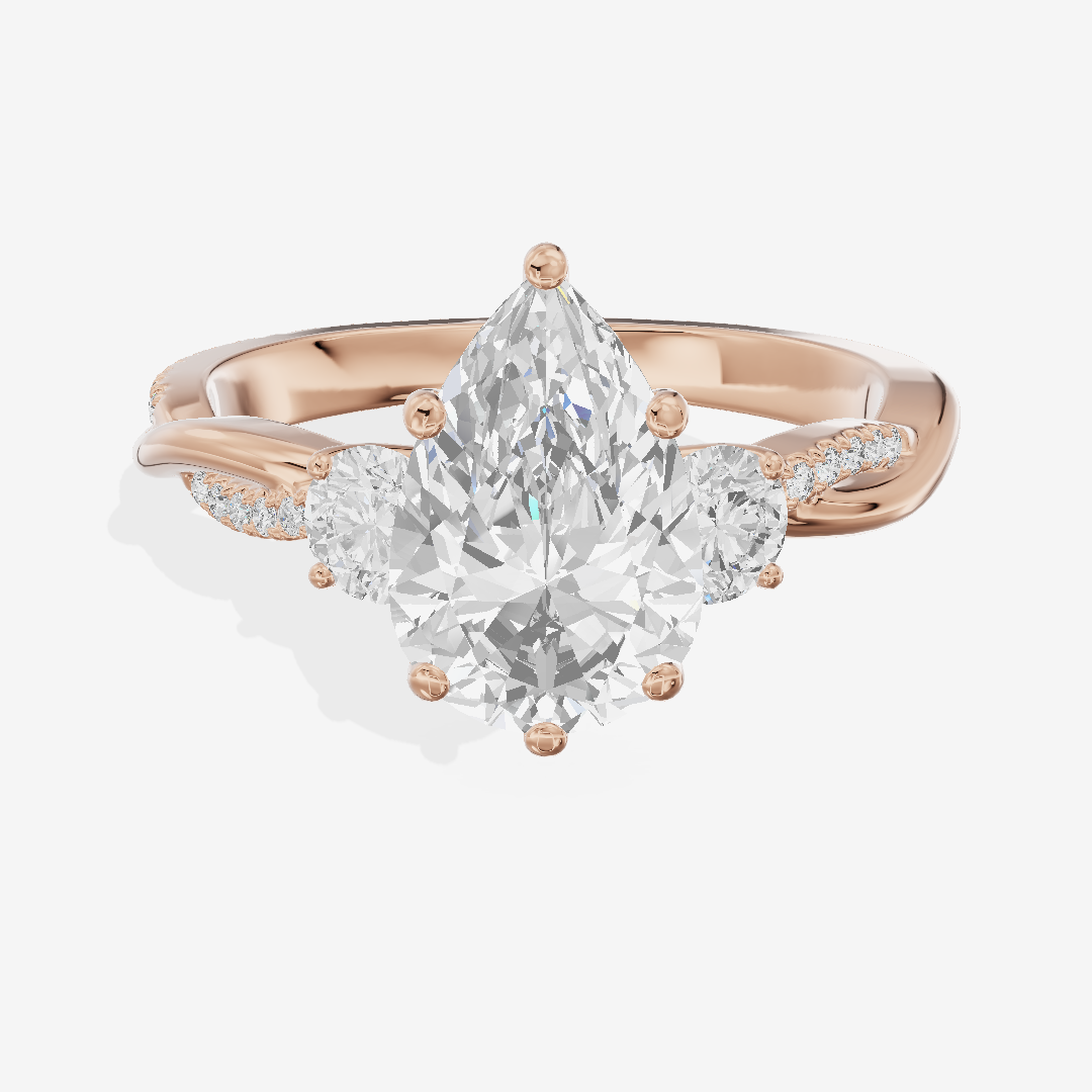 Petite Promezza Three Stone Pear Engagement Ring (2/5 ct. tw.) in 14K Rose Gold