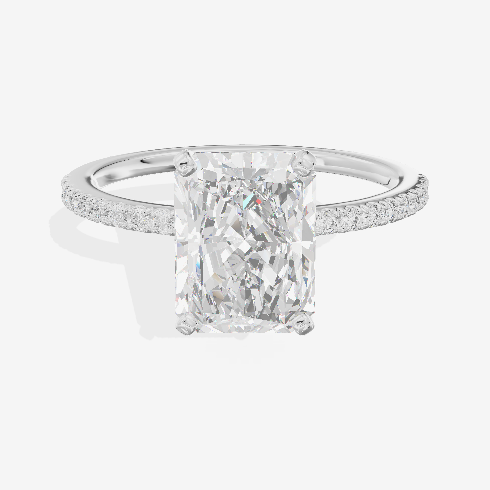 Grand Mayrelle Radiant Engagement Ring with Side Stones (1/8 ct. tw.) in Platinum
