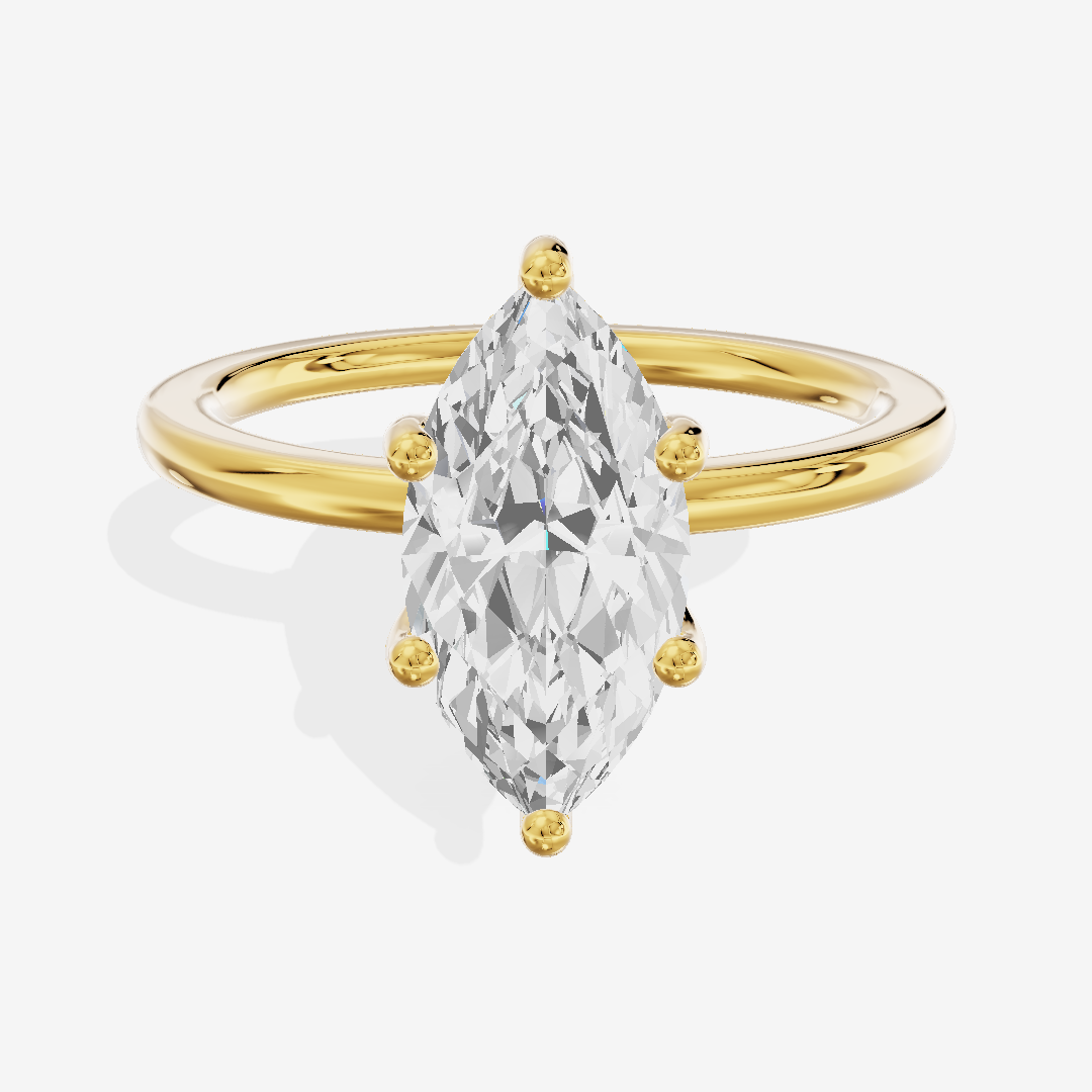 Grand Reverya Marquise Hidden Halo Engagement Ring (1/20 ct. tw.) in 18K Yellow Gold