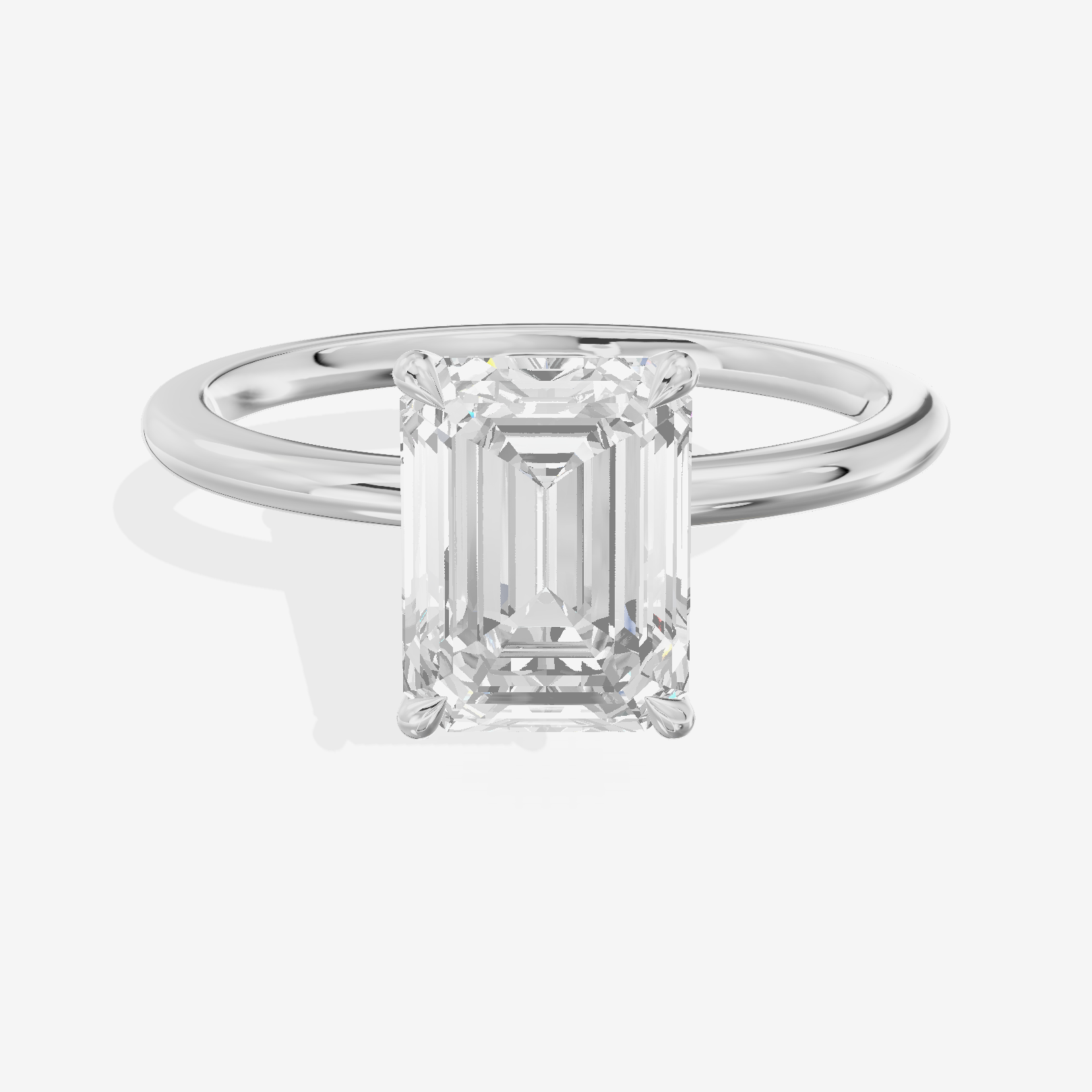Petite Aimora 1.5mm Emerald Solitaire Engagement Ring in 14K White Gold