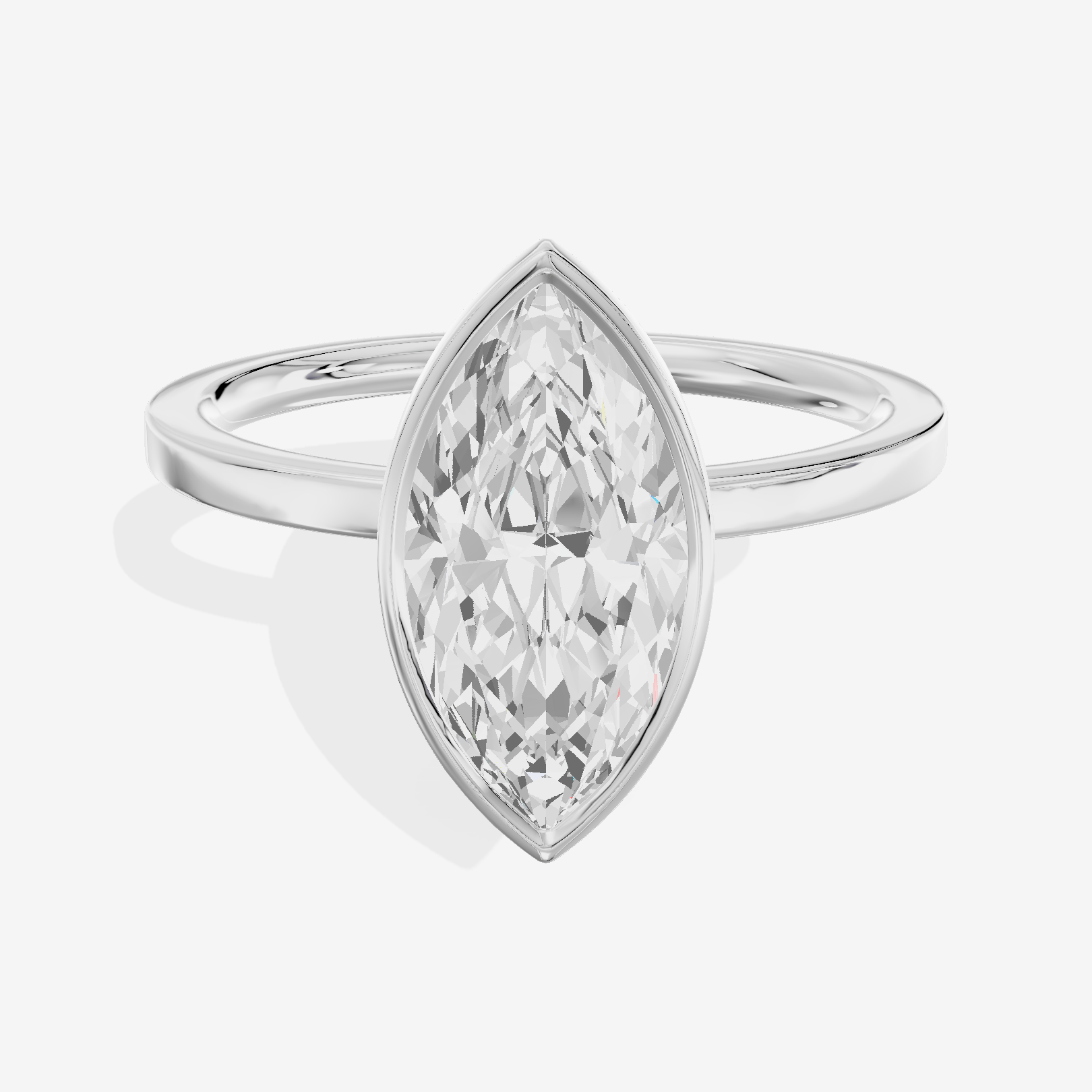 One of One Classic 1.5mm Marquise Bezel Engagement Ring in Platinum