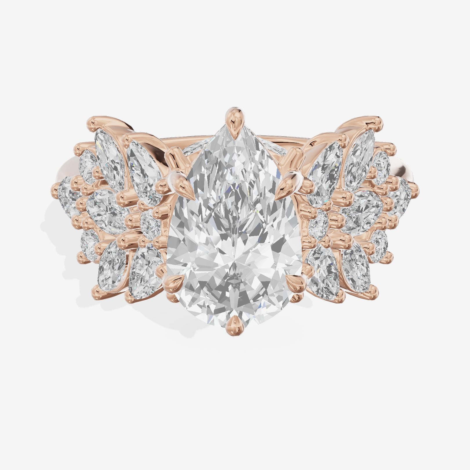 Grand Heartline Pear Engagement Ring with Side Stones (3/4 ct. tw.) in 14K Rose Gold