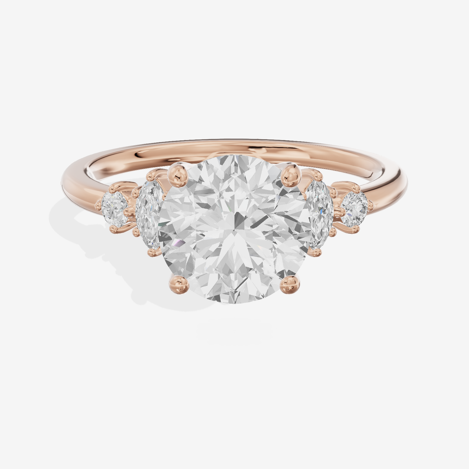 Hallowed Halcyon Round Engagement Ring with Side Stones (1/6 ct. tw.) in 18K Rose Gold