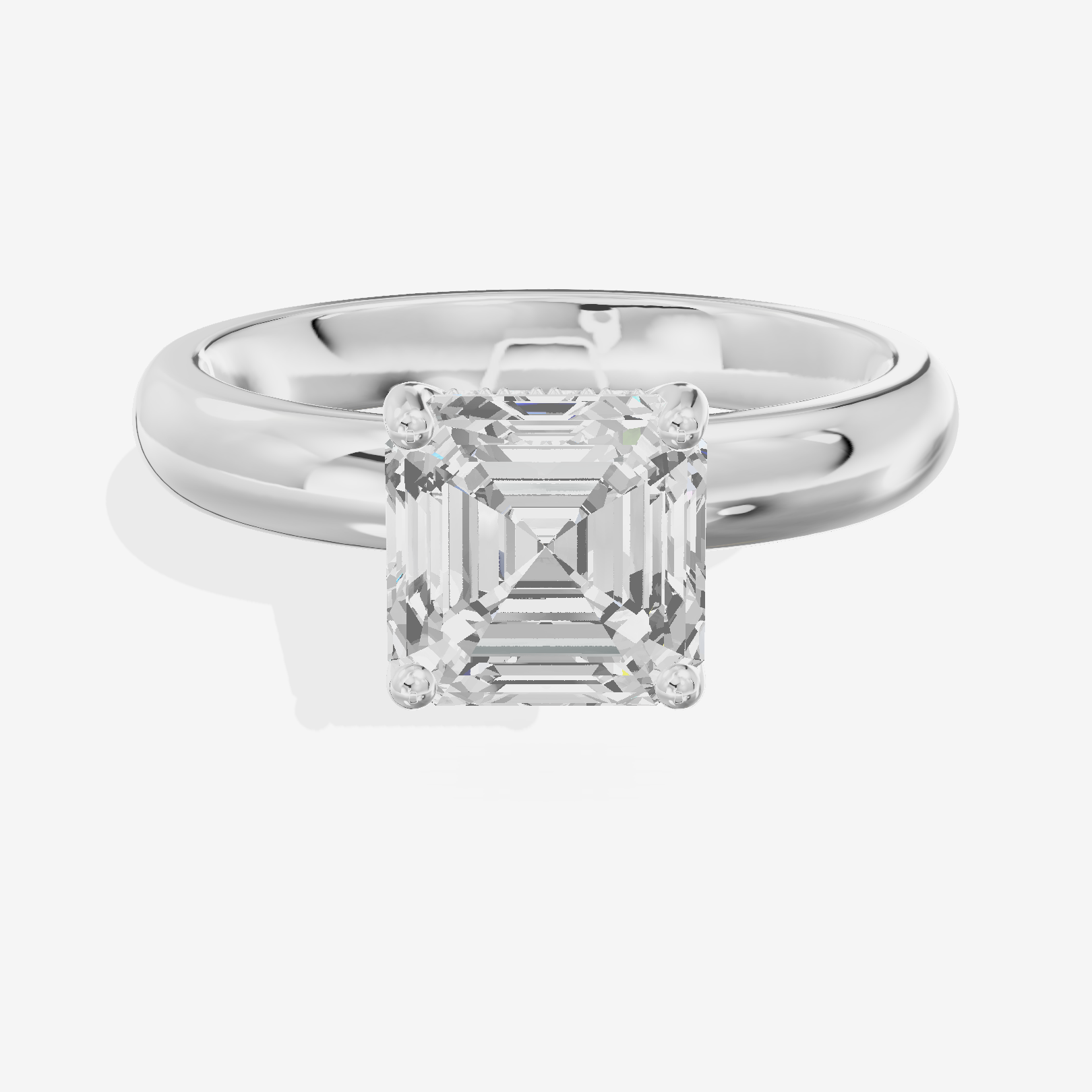 Triade Halo Asscher Engagement Ring (1/15 ct. tw.) in 14K White Gold