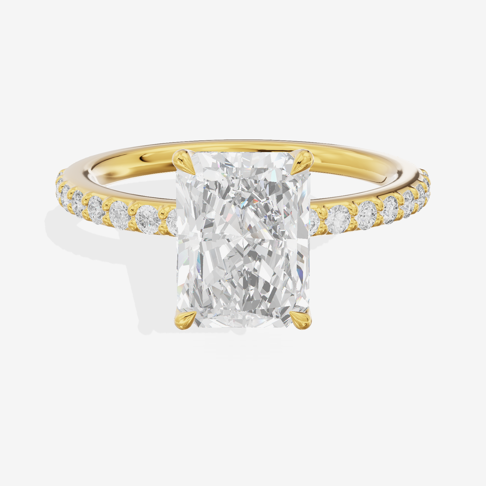 Luxe Whisper Radiant Engagement Ring with Side Stones (1/4 ct. tw.) in 14K Yellow Gold