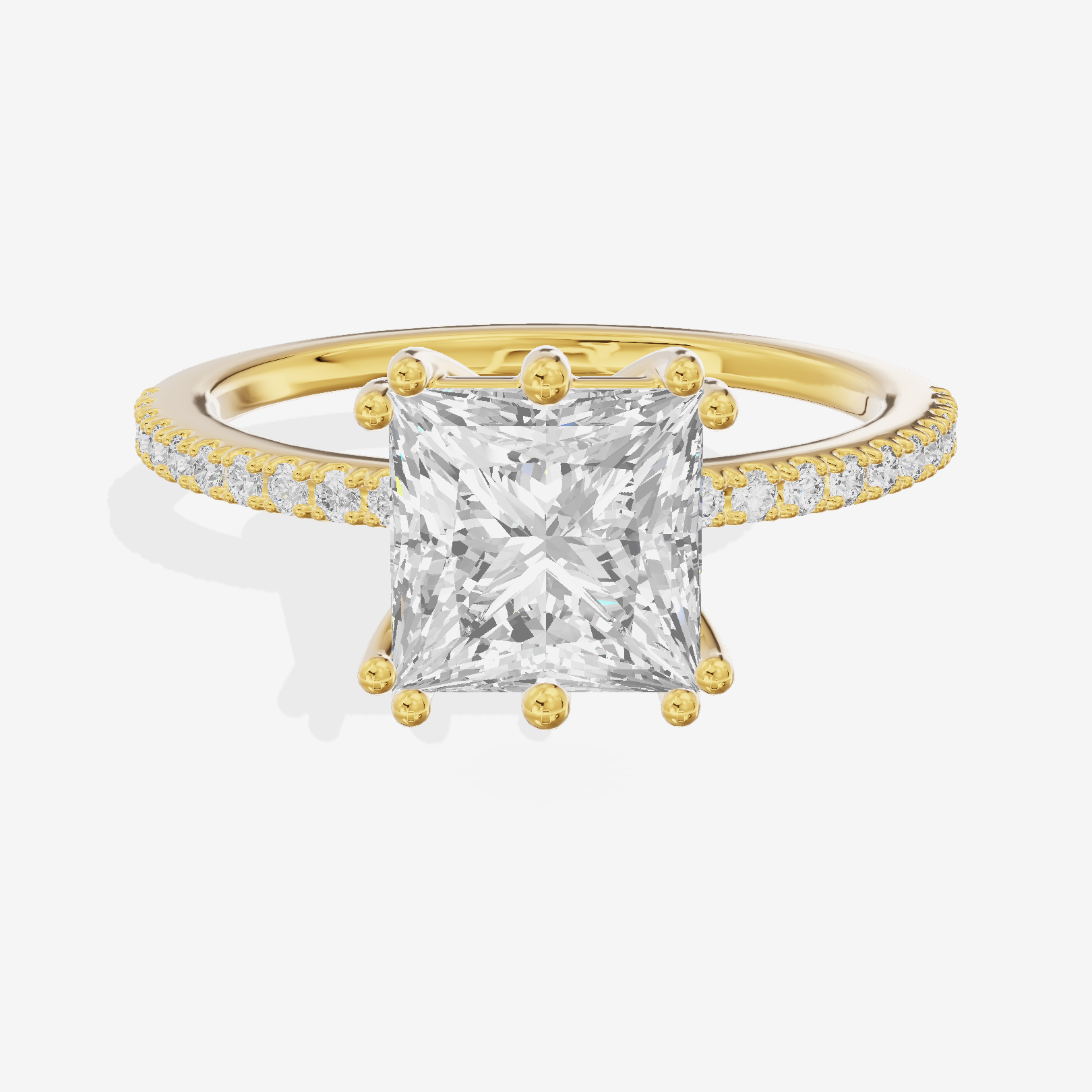 Luxe Mirelle Princess Hidden Halo Engagement Ring (1/6 ct. tw.) in 14K Yellow Gold