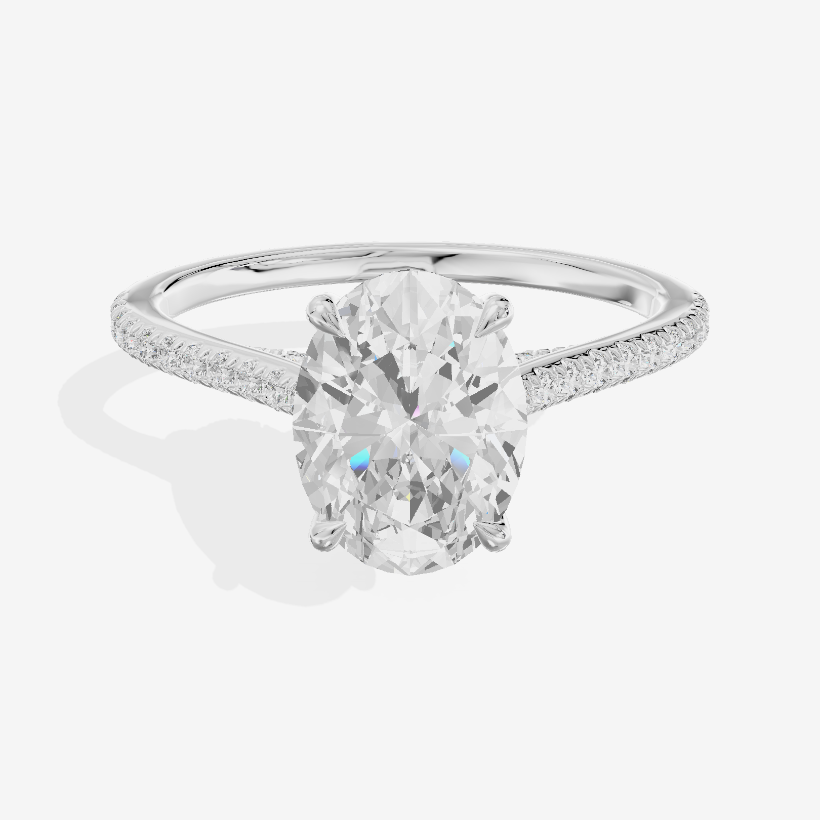 Luxe Aimora Oval Engagement Ring with Side Stones (1/4 ct. tw.) in 14K White Gold