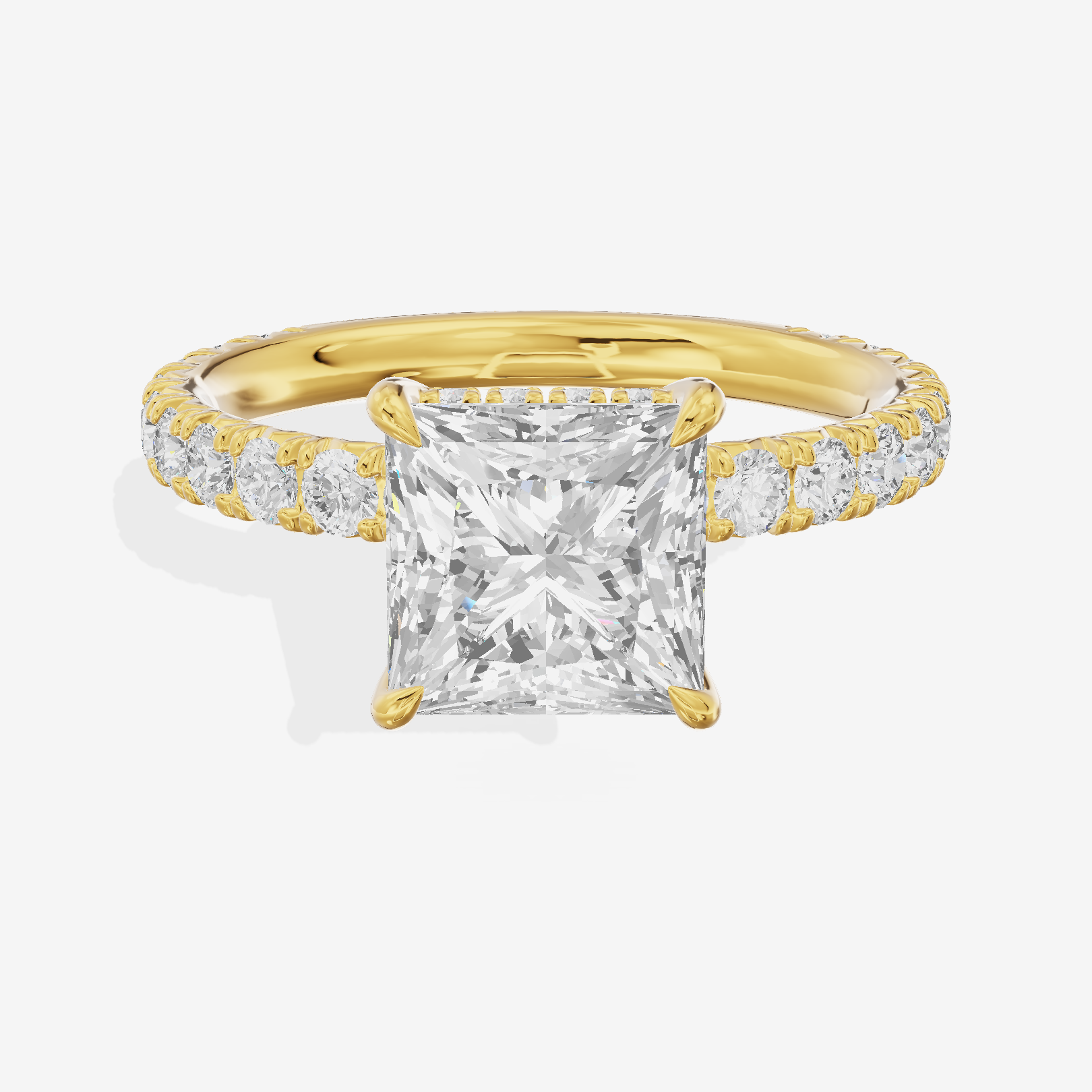 Sincere Pavé Princess Engagement Ring (3/5 ct. tw.) in 14K Yellow Gold