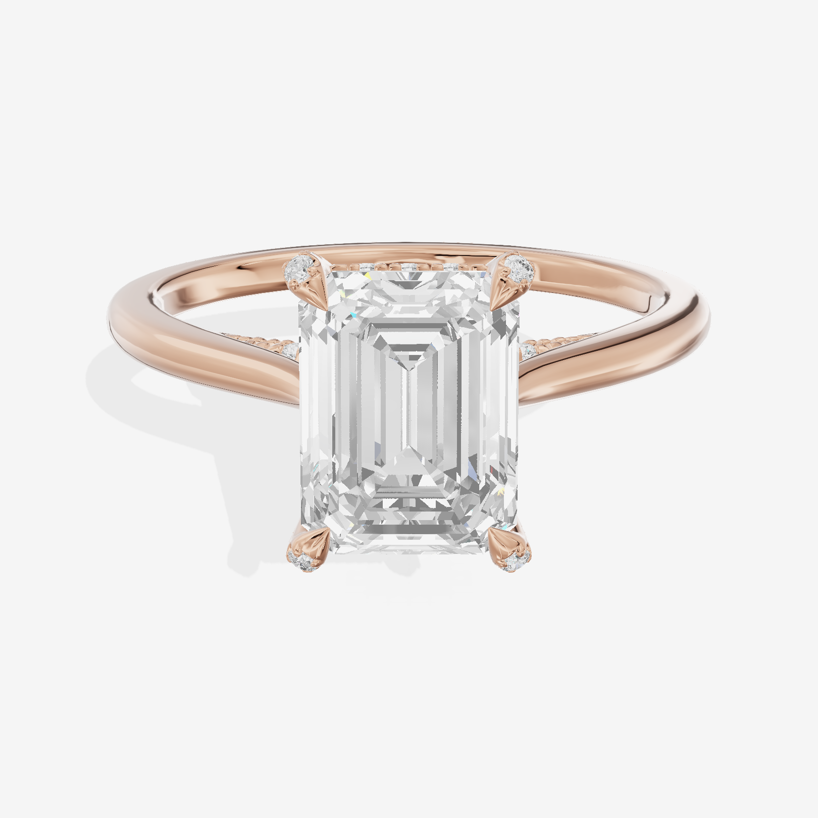 Grand Vowsae Emerald Engagement Ring with Side Stones (1/5 ct. tw.) in 14K Rose Gold