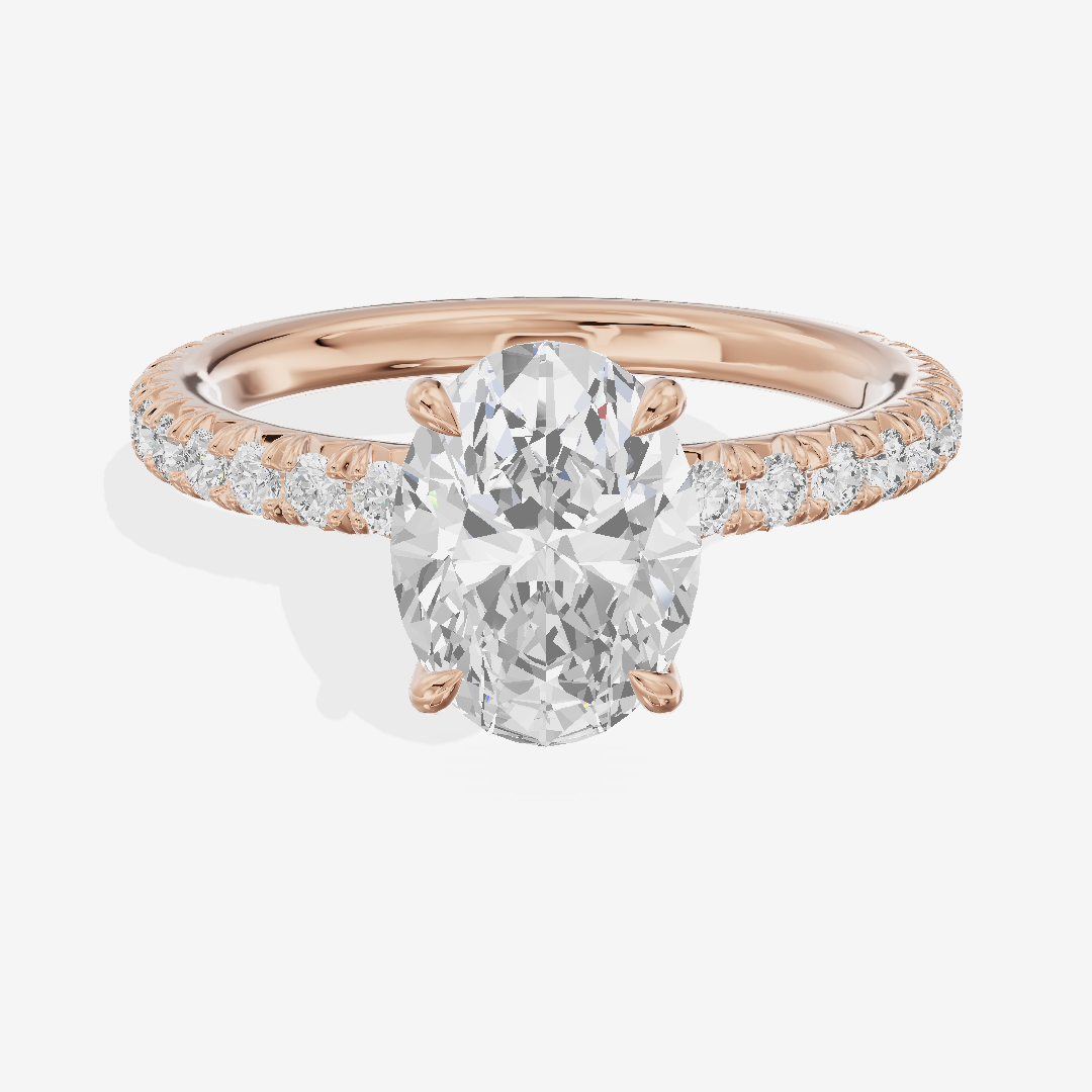 Tender Whisper Oval Engagement Ring with Side Stones (1/6 ct. tw.) in 18K Rose Gold