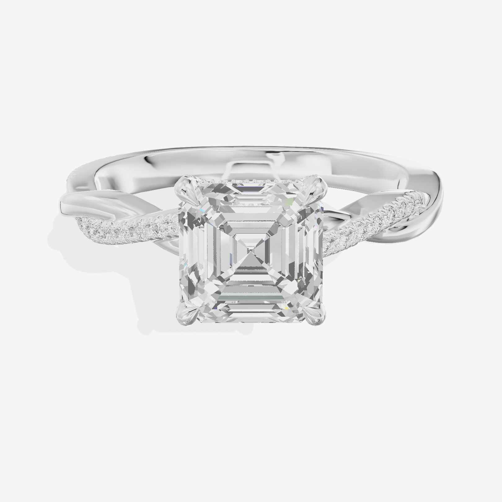Petite Adorae Asscher Hidden Halo Engagement Ring (1/5 ct. tw.) in 14K White Gold