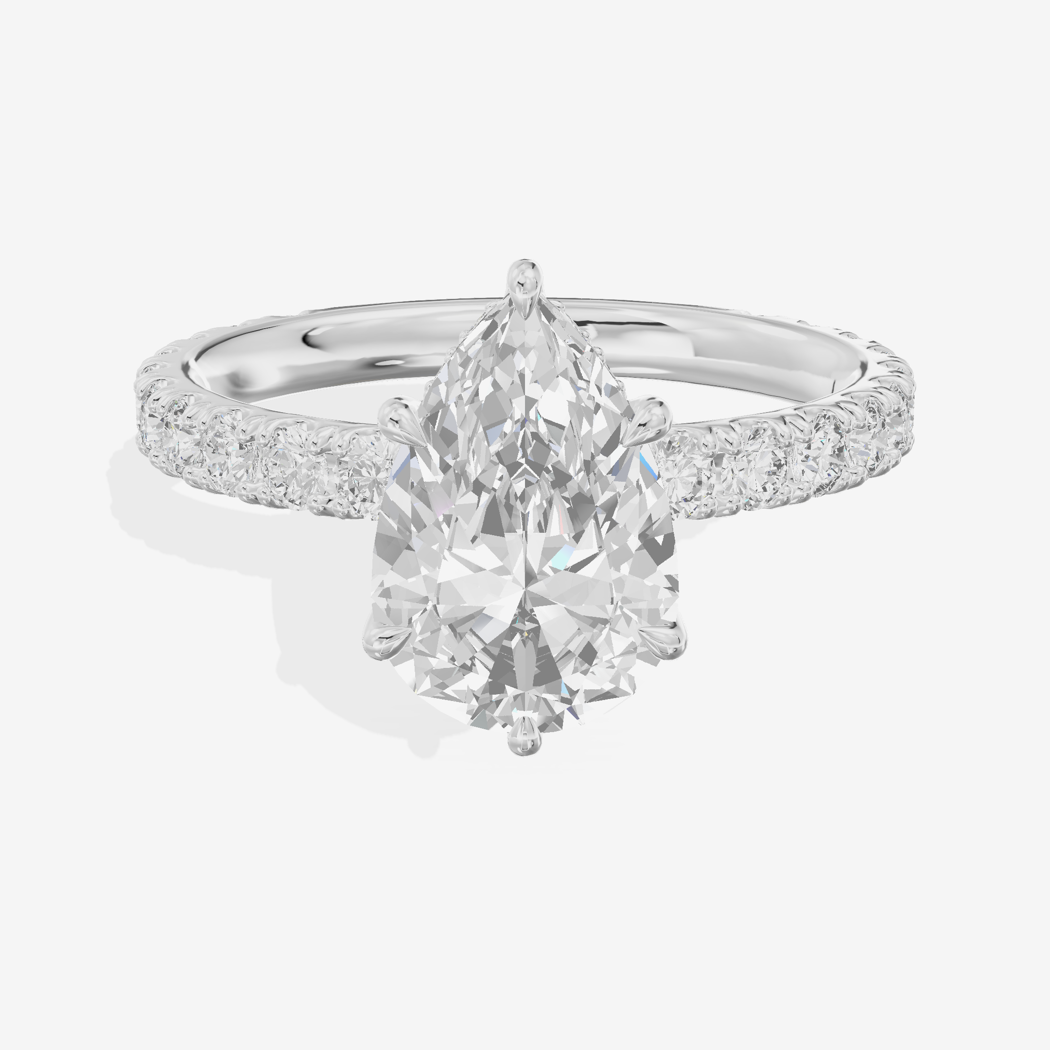 Grand Coeurine Pear Engagement Ring with Side Stones (3/5 ct. tw.) in Platinum