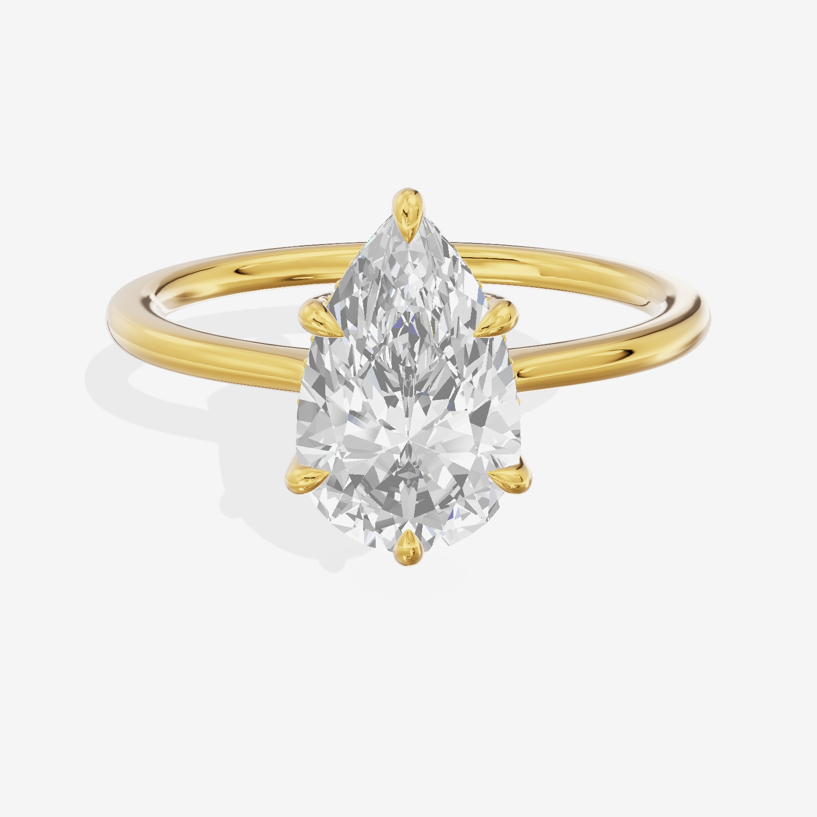 Promezza Hidden Halo Pear Engagement Ring (1/20 ct. tw.) in 18K Yellow Gold
