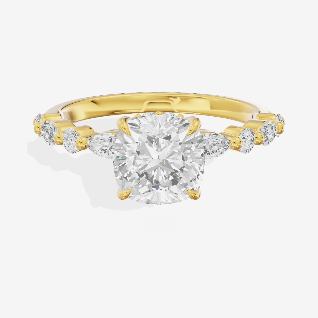 Luxe Adorae Cushion Hidden Halo Engagement Ring (2/5 ct. tw.) in 14K Yellow Gold