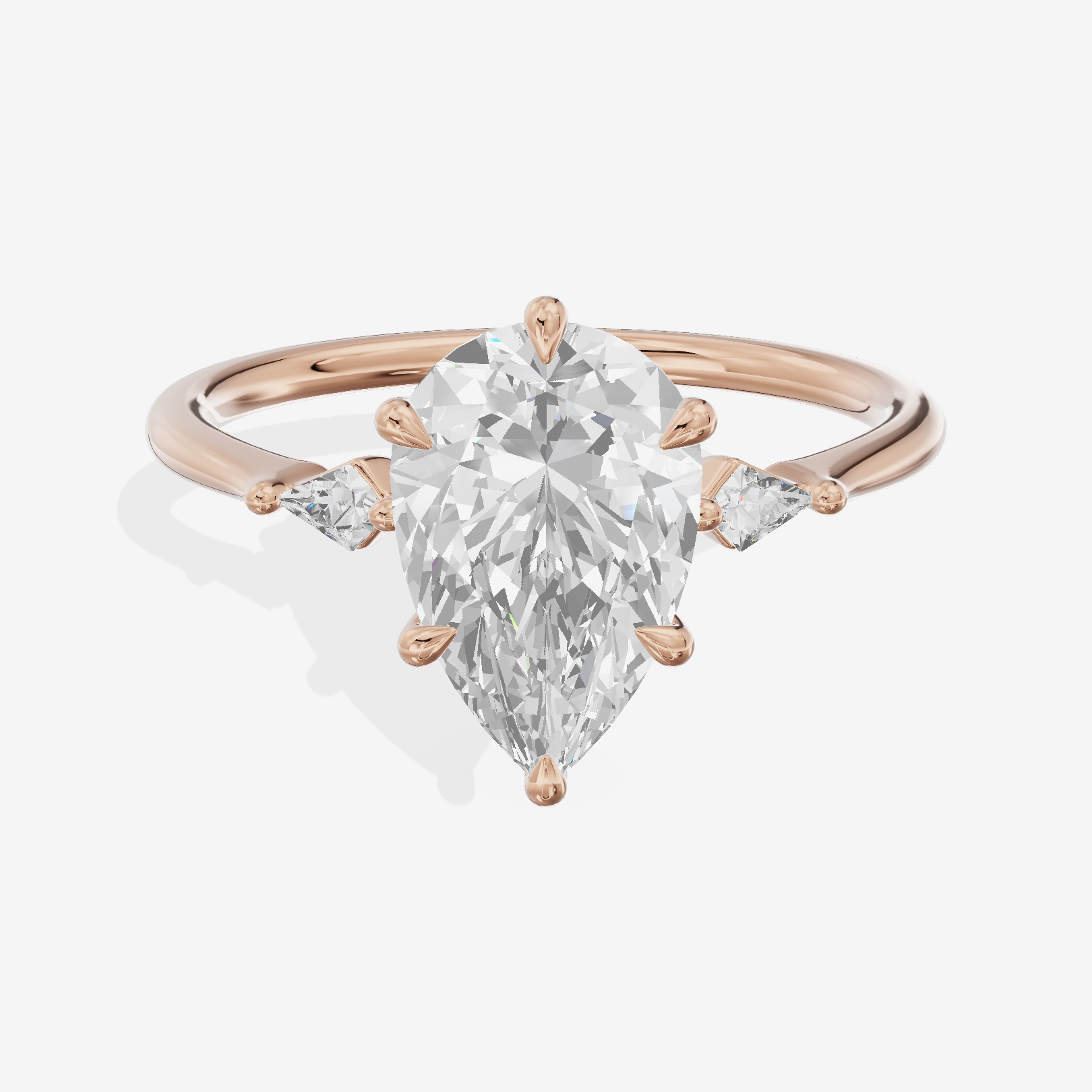 Petite Triade Pear Three Stone Engagement Ring (1/15 ct. tw.) in 14K Rose Gold