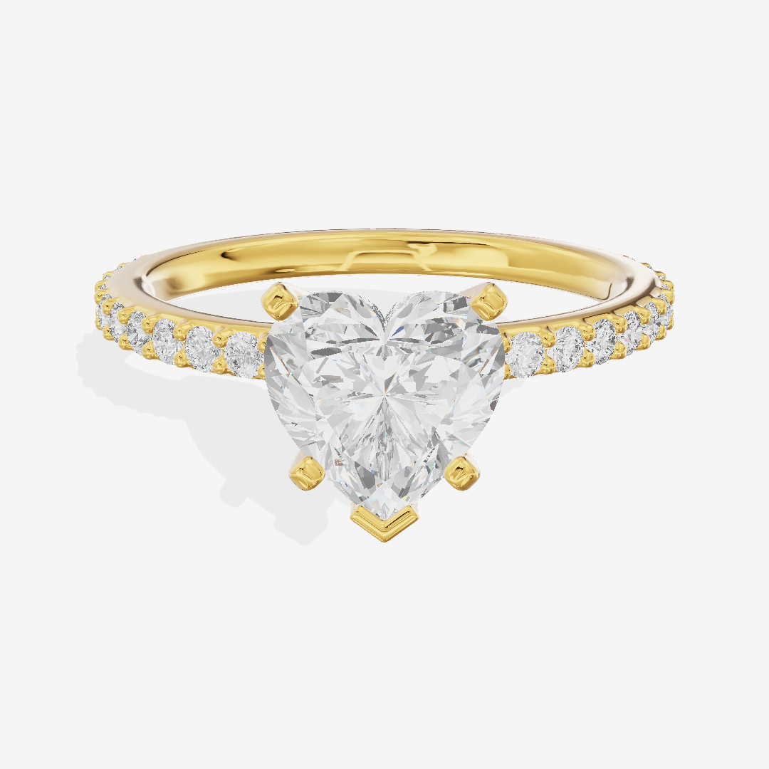 Petite Trellise Heart Engagement Ring with Side Stones (1/3 ct. tw.) in 14K Yellow Gold