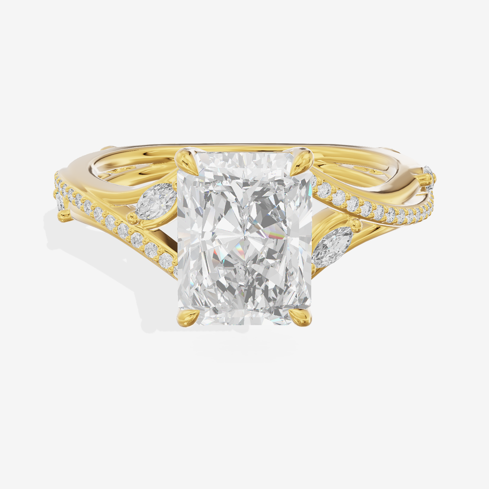 Twined Adorae Radiant Twisted Engagement Ring (1/4 ct. tw.) in 18K Yellow Gold