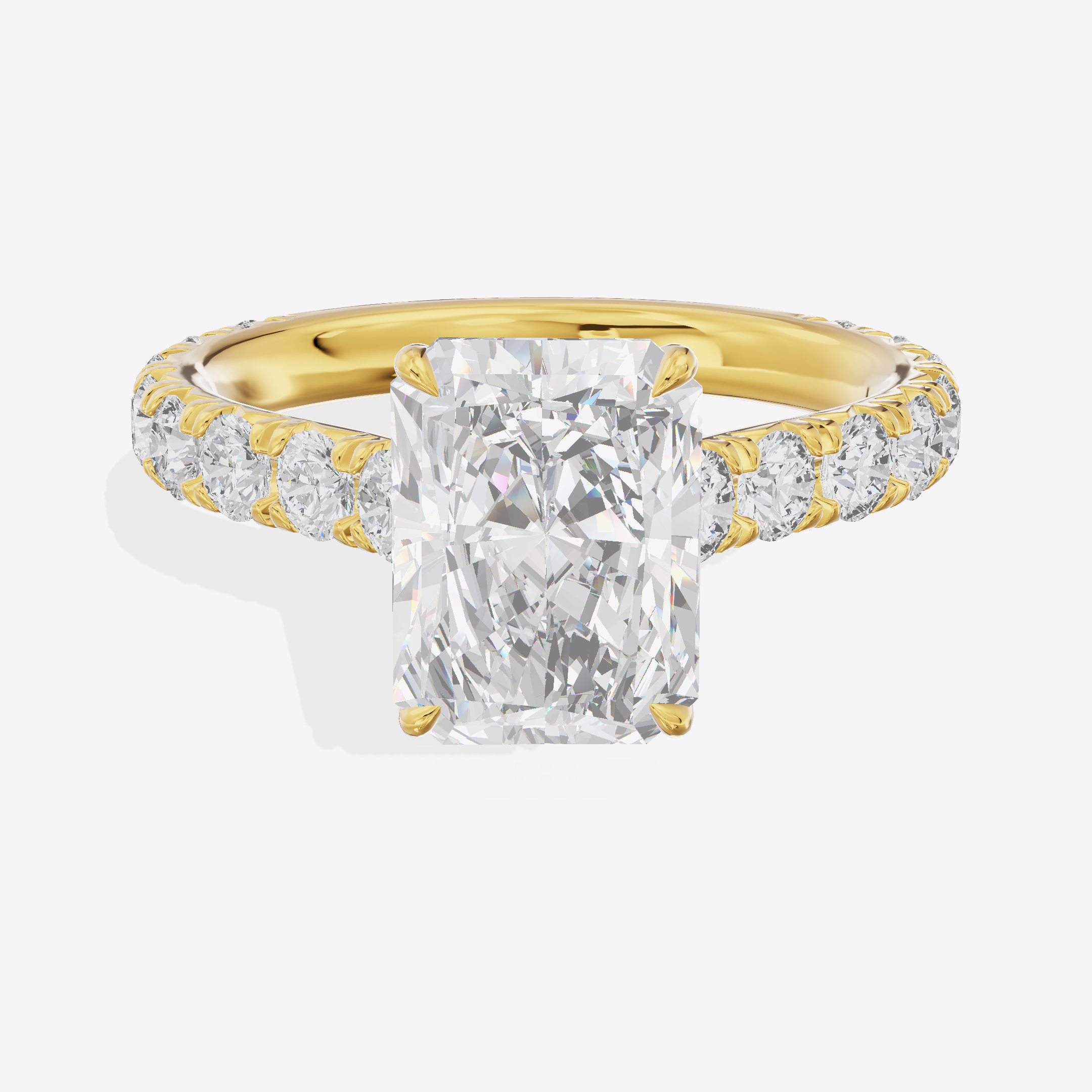 Twine Radiant Engagement Ring with Side Stones (7/8 ct. tw.) in 18K Yellow Gold