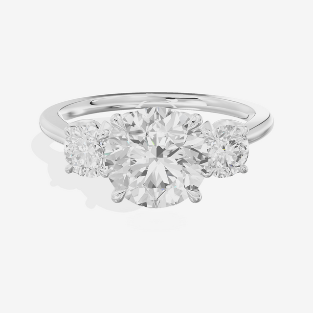 Royal Sincere Three Stone Round Engagement Ring (2/3 ct. tw.) in 14K White Gold