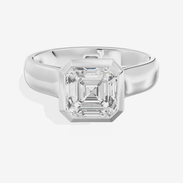 Cherubine 4mm Asscher Bezel Engagement Ring in Platinum
