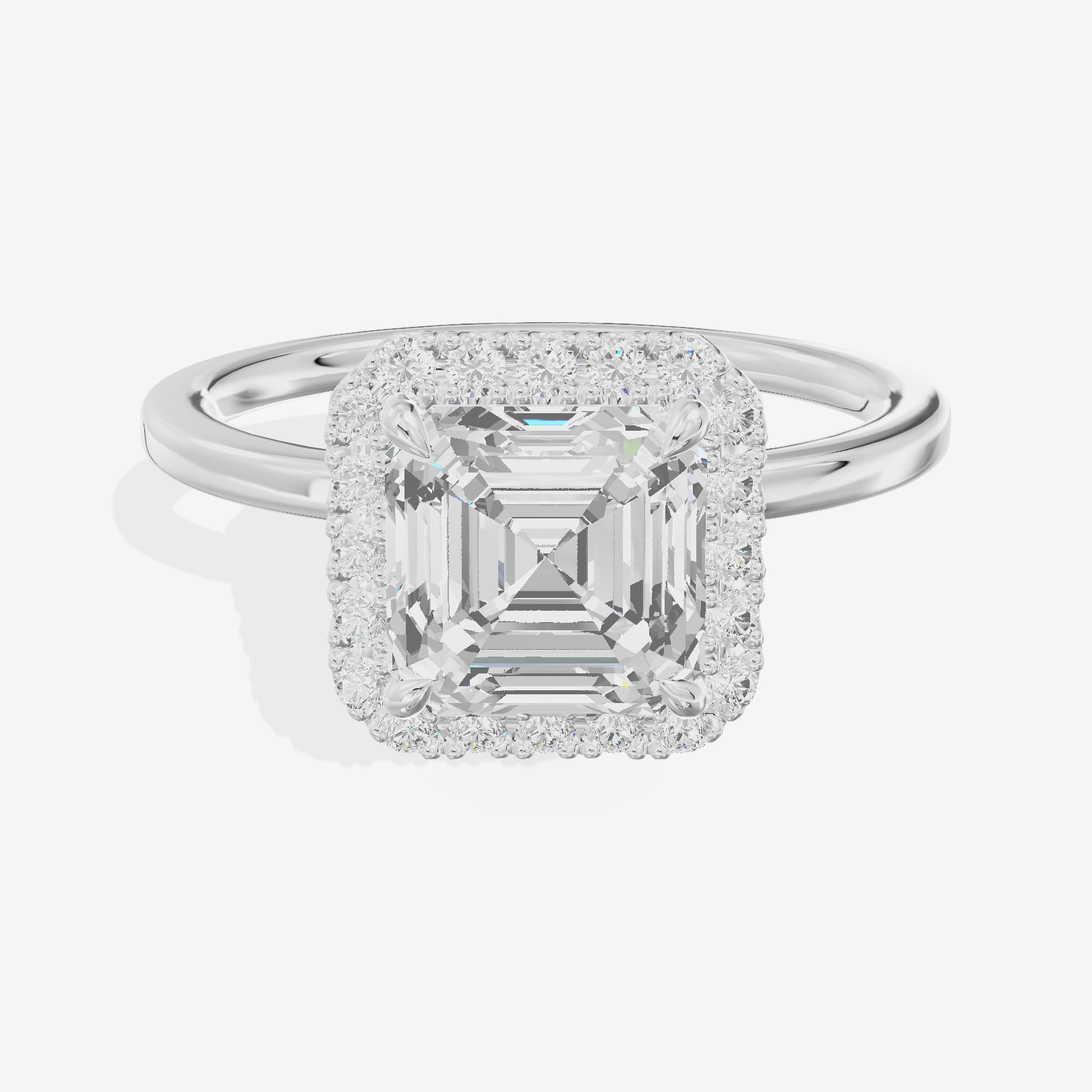 Coeurine Halo Asscher Engagement Ring (1/5 ct. tw.) in 14K White Gold