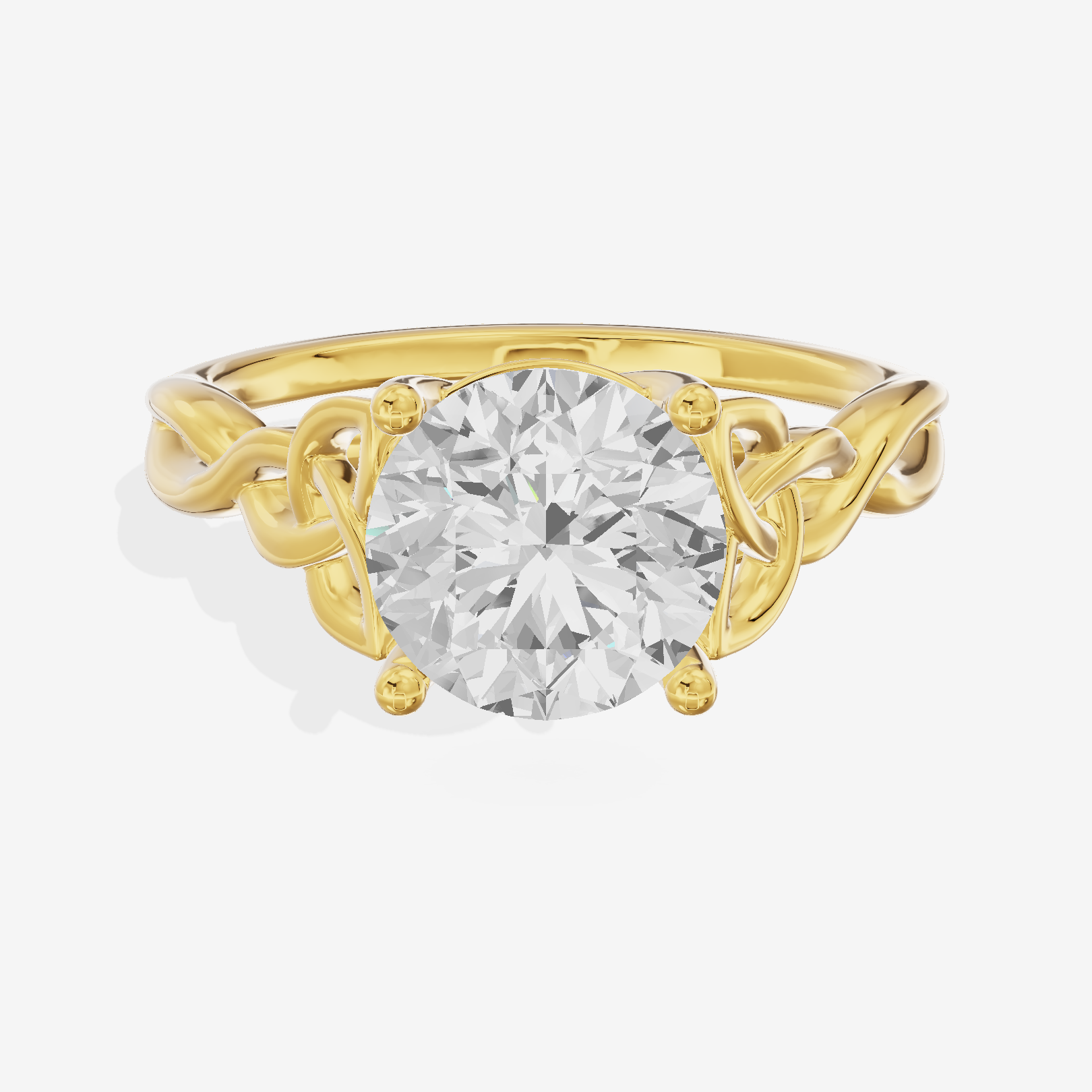 Modern Vowsae 2.5mm Round Solitaire Engagement Ring in 14K Yellow Gold