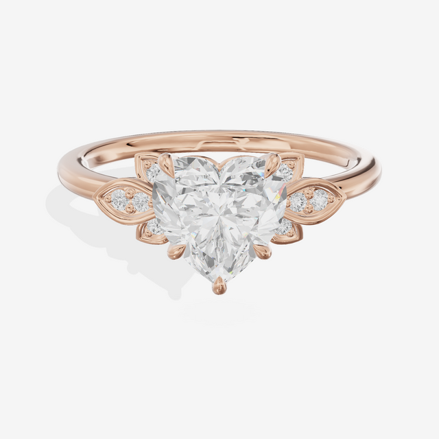 Trellise Heart Engagement Ring with Side Stones (1/20 ct. tw.) in 14K Rose Gold