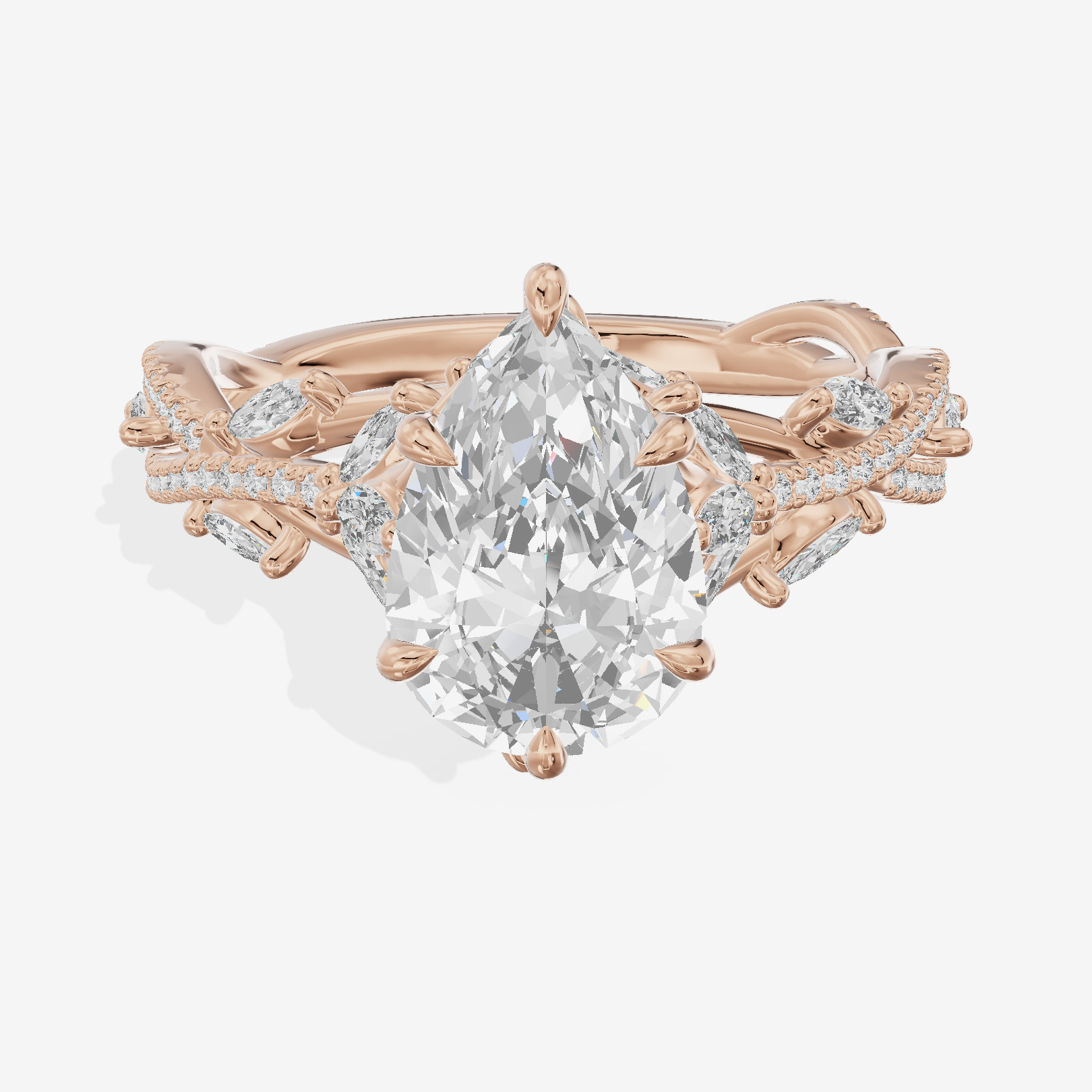Grand Twine Pear Twisted Engagement Ring (3/4 ct. tw.) in 18K Rose Gold