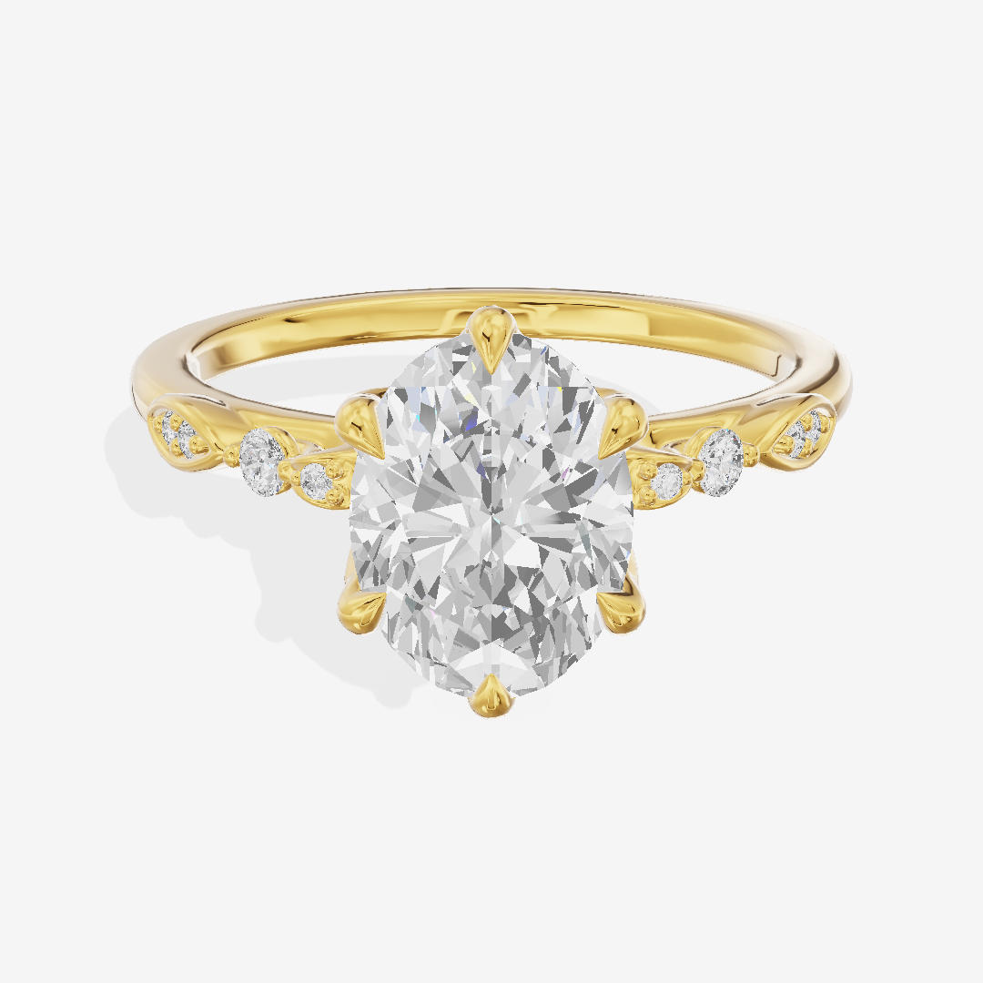 Modern Maia Oval Engagement Ring with Side Stones (1/5 ct. tw.) in 18K Yellow Gold