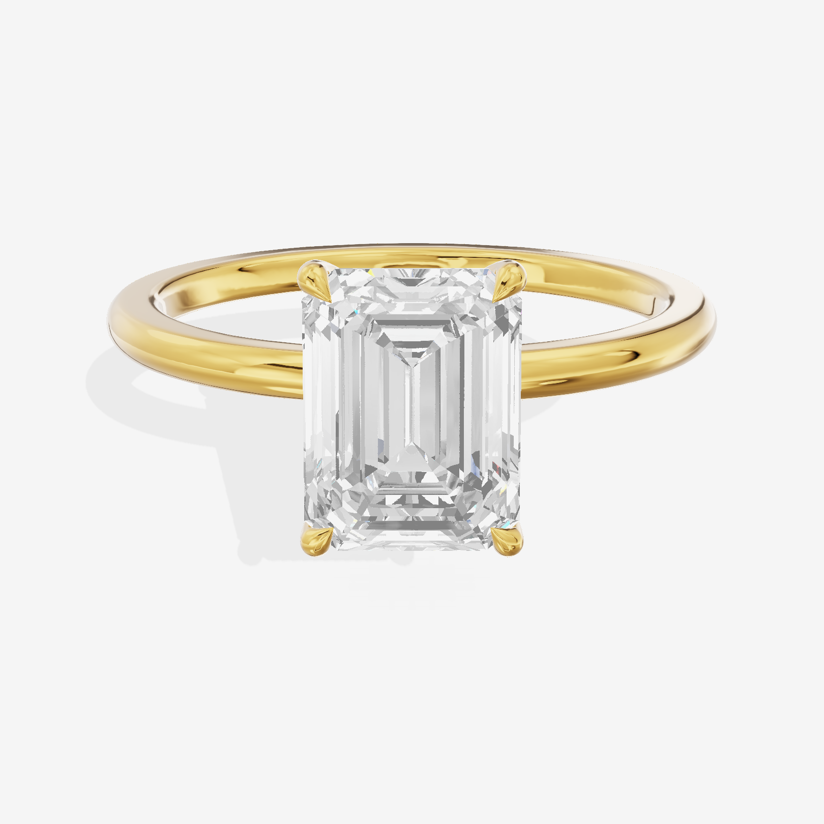 Lustrous Repose 1.5mm Emerald Comfort Fit Engagement Ring in 14K Yellow Gold