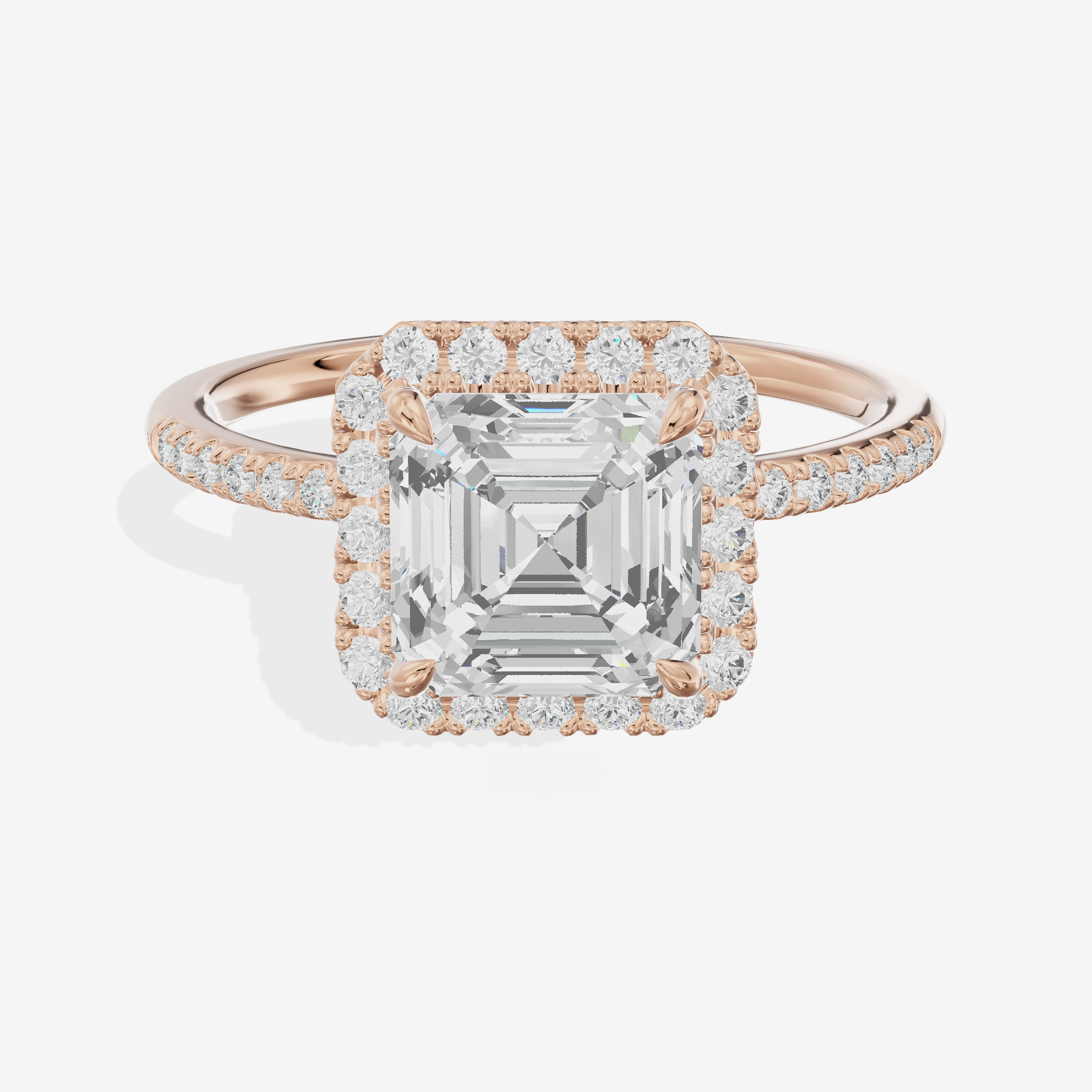Vowsae Halo Asscher Engagement Ring (1/5 ct. tw.) in 14K Rose Gold