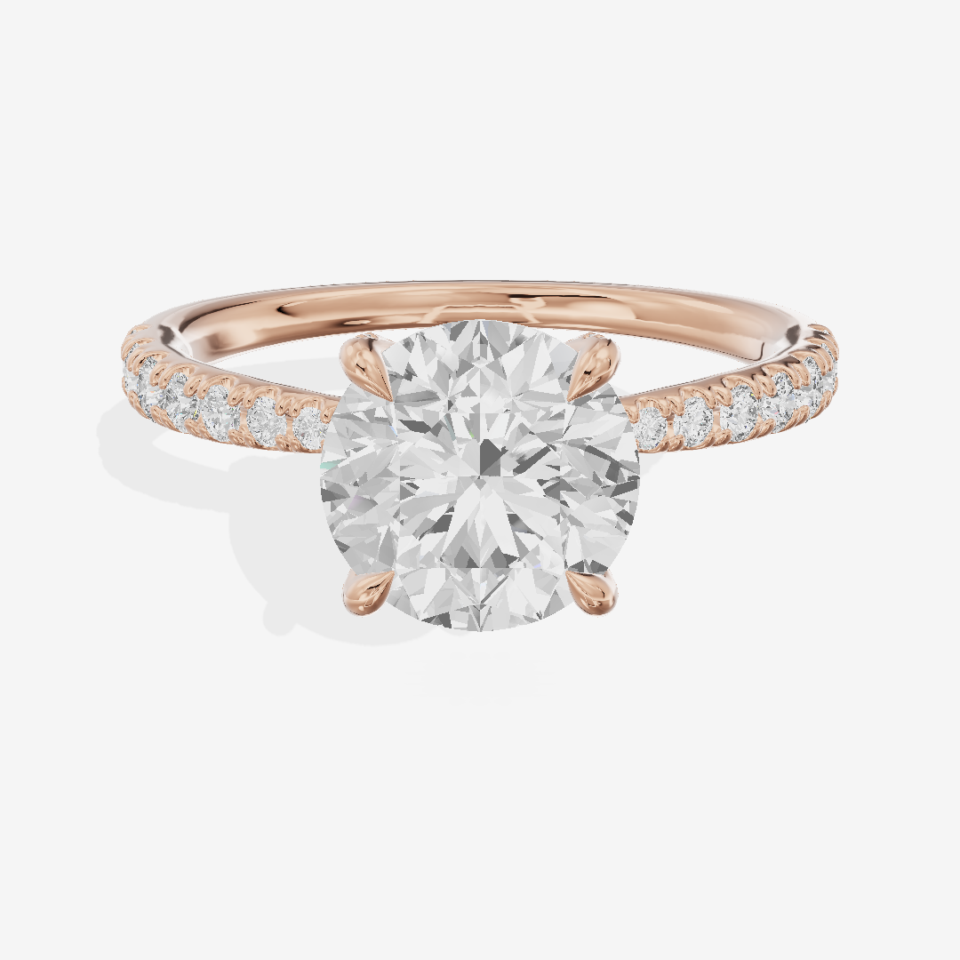 Lumera Round Engagement Ring with Side Stones (1/3 ct. tw.) in 14K Rose Gold