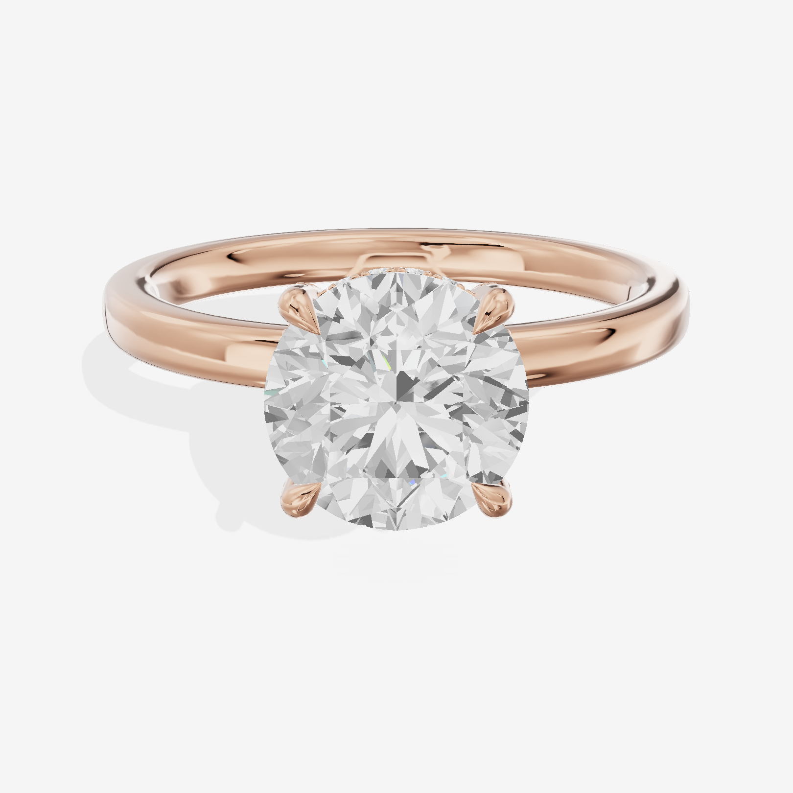 Selenia Basket Split Shank Round Engagement Ring with Side Stones (1/8 ct. tw.) in 18K Rose Gold