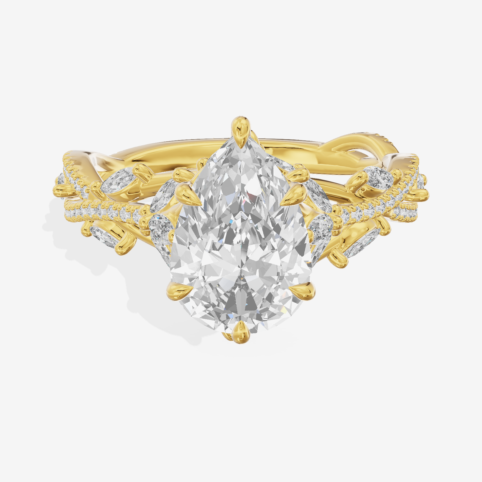 Grand Twine Pear Twisted Engagement Ring (3/4 ct. tw.) in 18K Yellow Gold
