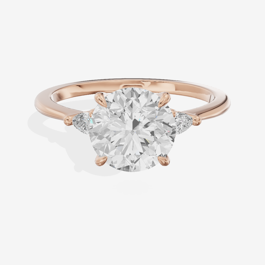 Clusta Three Stone Round Engagement Ring (1/10 ct. tw.) in 14K Rose Gold