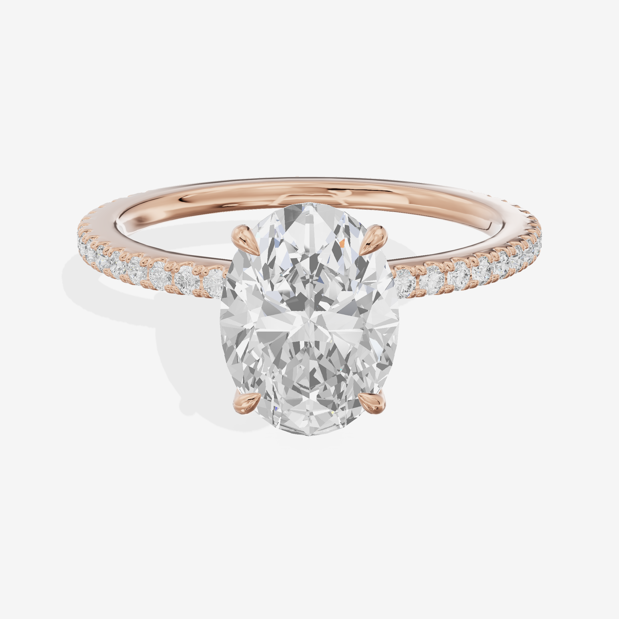 Tensare Oval Engagement Ring with Side Stones (1 ct. tw.) in 18K Rose Gold