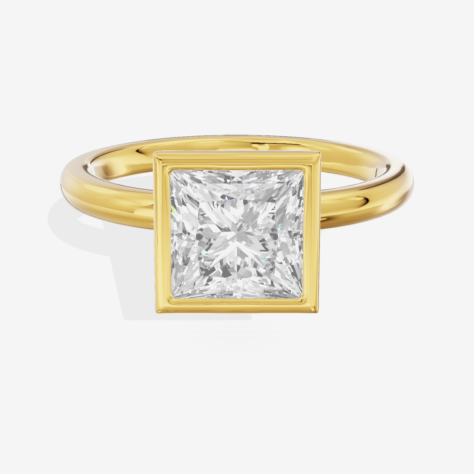 Tensare Bezel 2mm Princess Solitaire Engagement Ring in 18K Yellow Gold