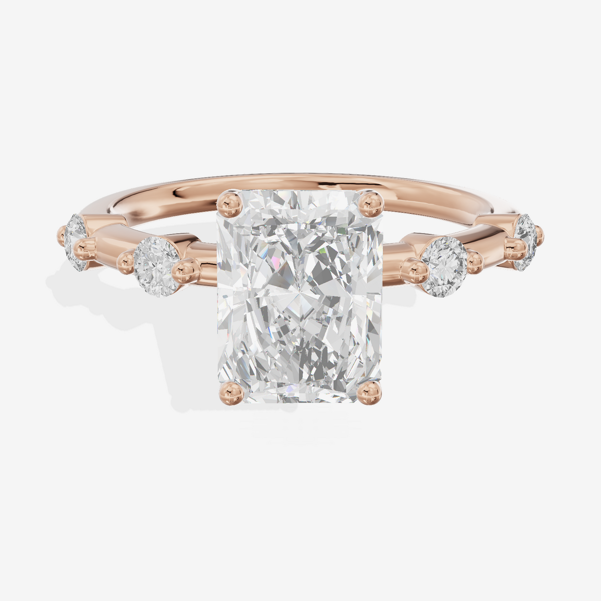 Petite Heartline Radiant Engagement Ring with Side Stones (1/5 ct. tw.) in 14K Rose Gold
