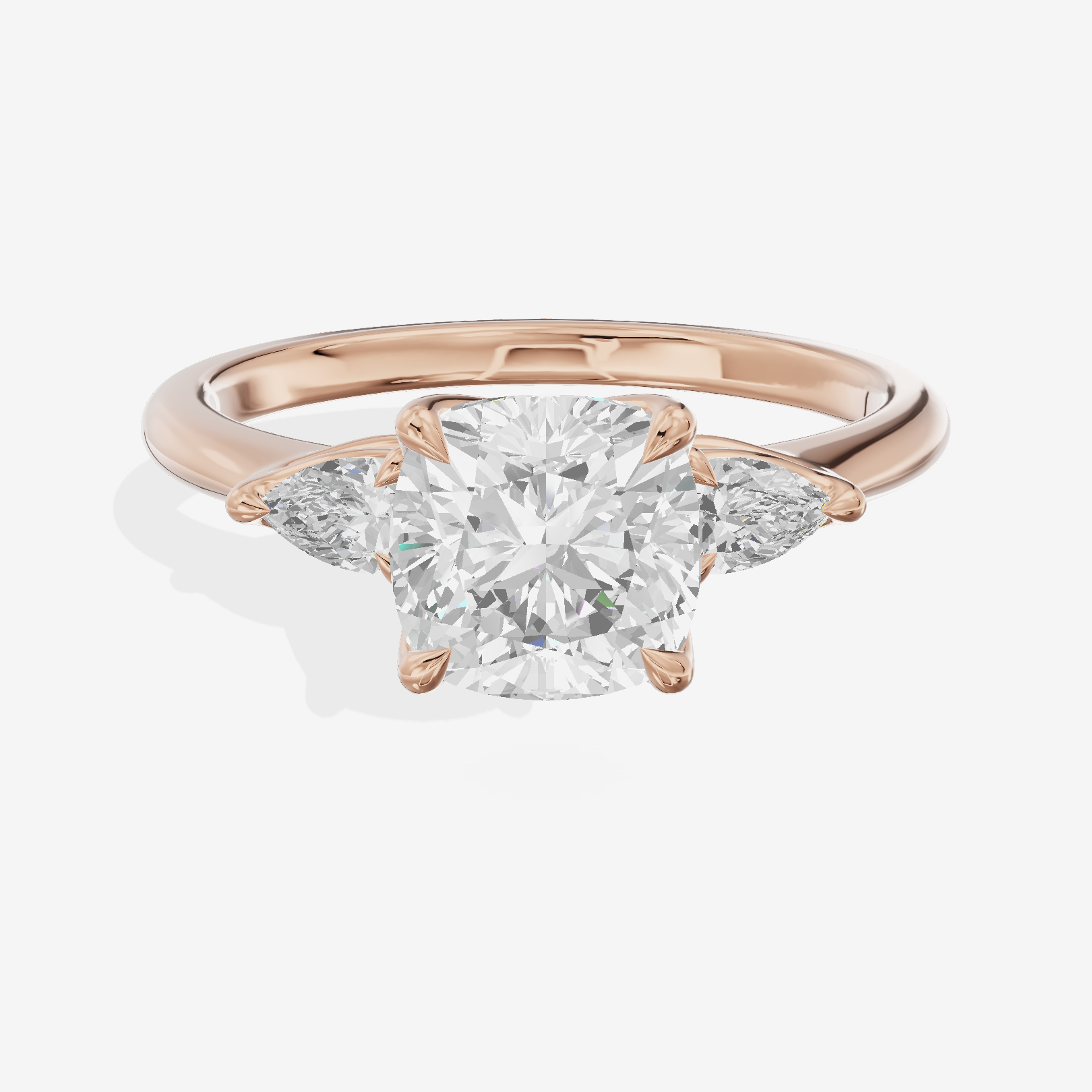 Vintage Coeurine Three Stone Cushion Engagement Ring (1/2 ct. tw.) in 14K Rose Gold