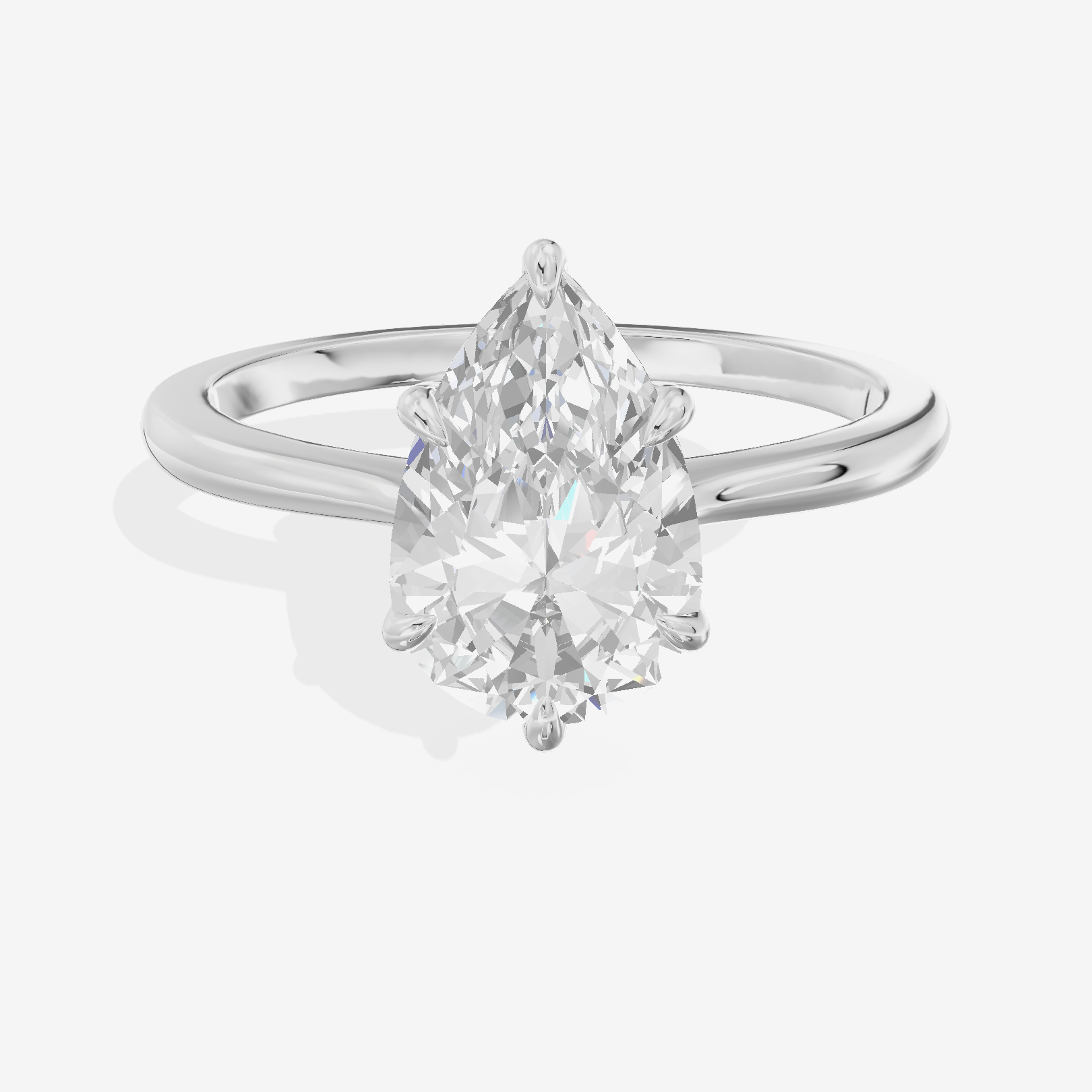 Crowned Halcyon 2.5mm Pear Six-Prong Engagement Ring in 14K White Gold