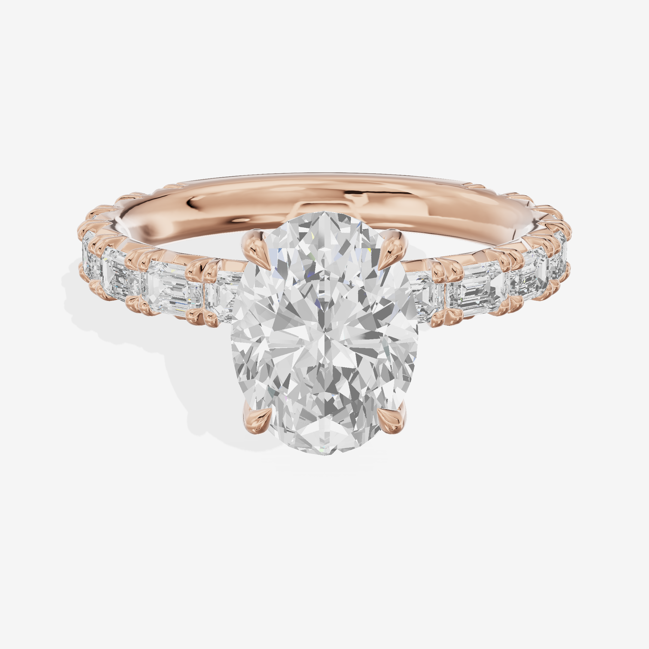 Luxe Aurea Oval Engagement Ring with Side Stones (3/8 ct. tw.) in 18K Rose Gold