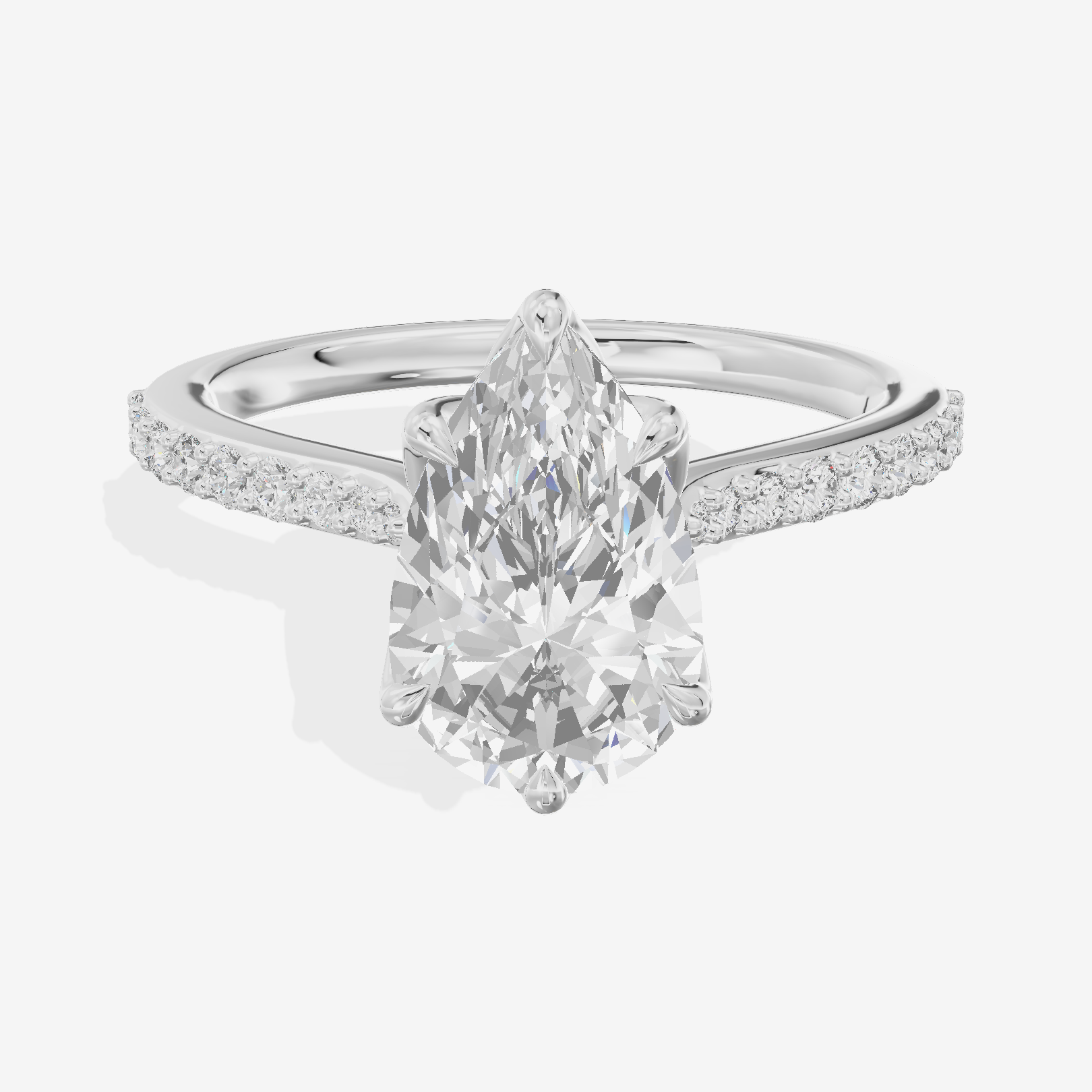 Petite Aurea Pear Engagement Ring with Side Stones (1/6 ct. tw.) in 14K White Gold